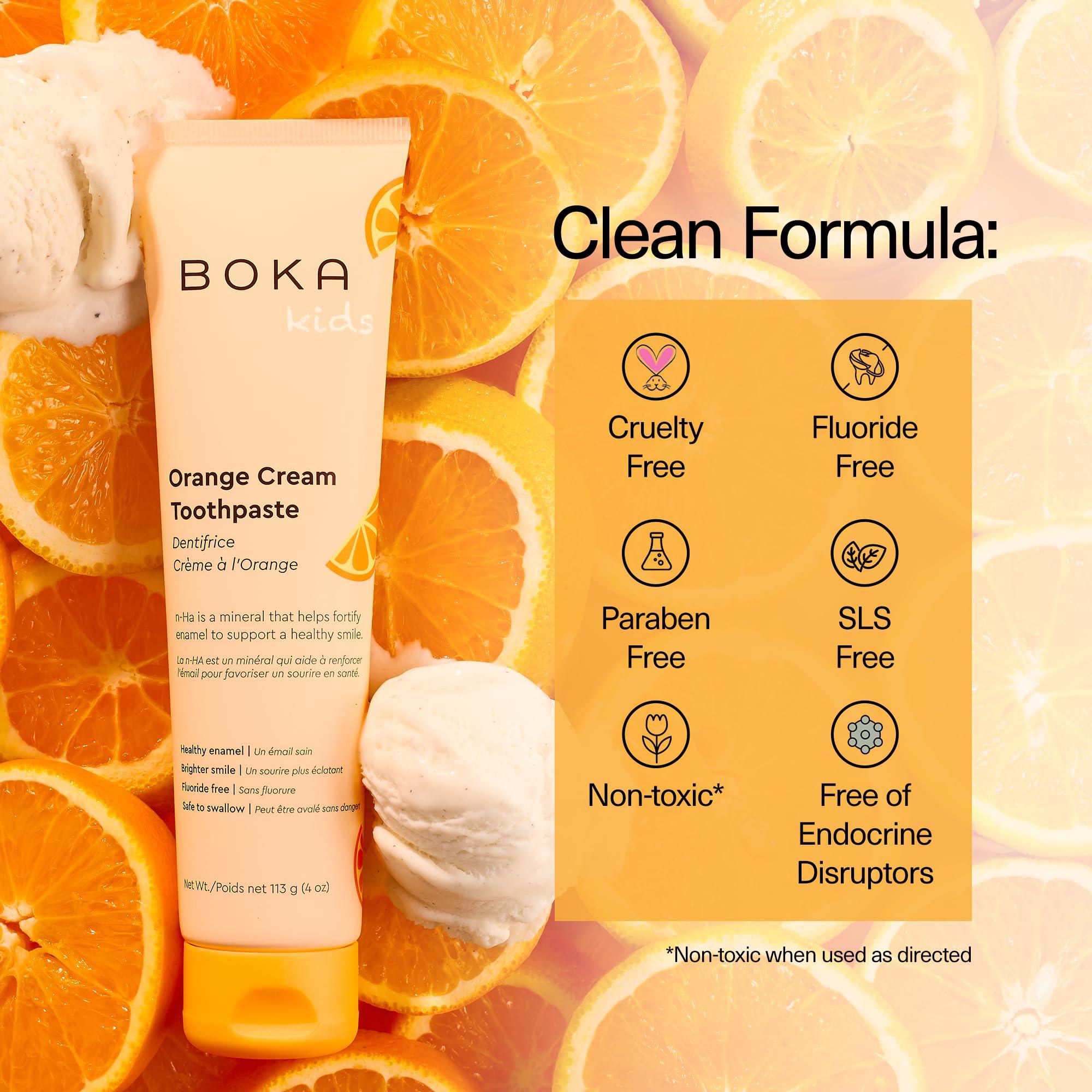 Boka Fluoride Free Toothpaste Nano Hydroxyapatite, Helps Remineralize, Appropriate for Sensitive Teeth, Whitening - for Adult, Kids Oral Care - Orange Cream Flavor, 4oz 1Pk - US Manufactured - Image 6