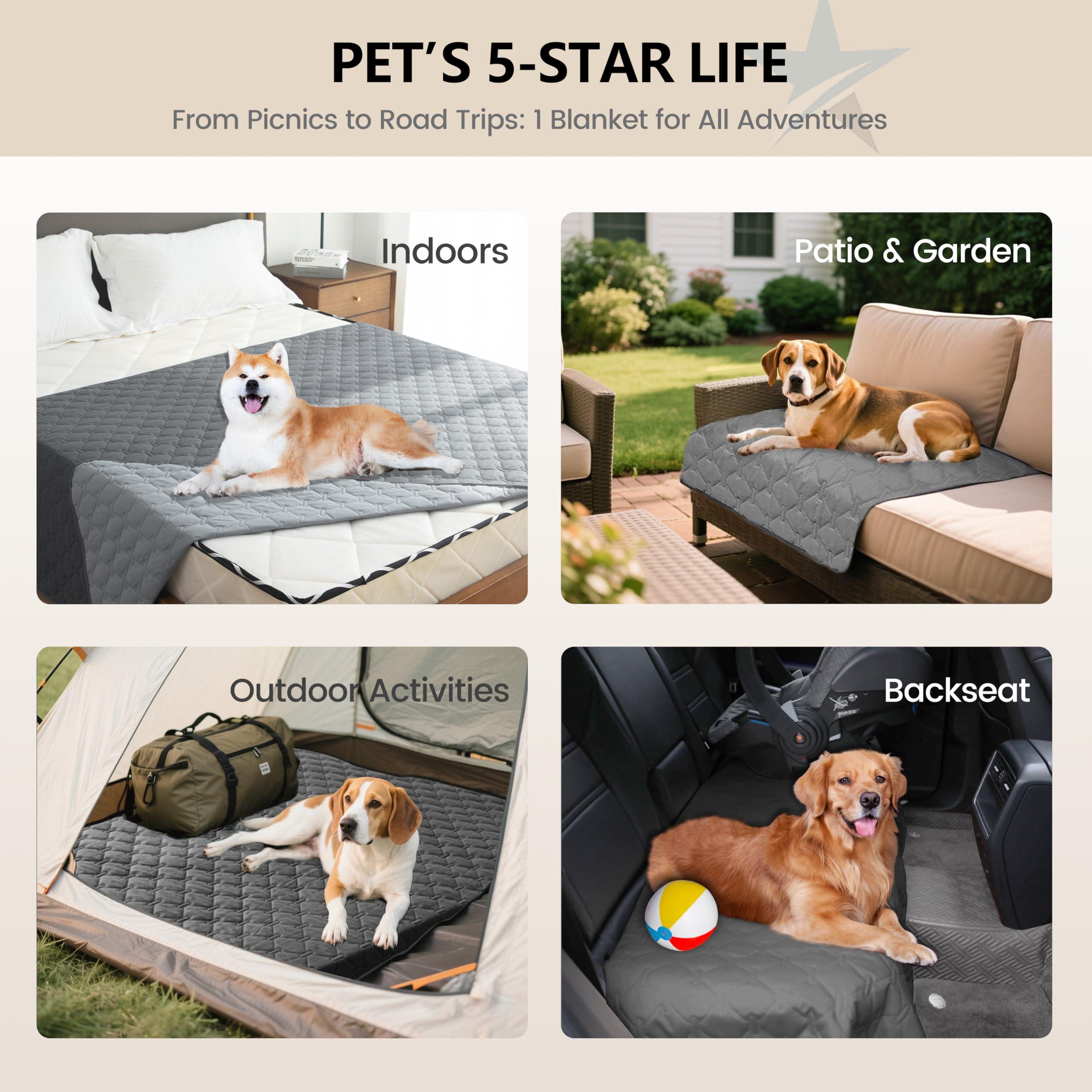 gogobunny 3X Stronger Waterproof Pet Blanket, Scratch Proof Furniture Protector for Dogs Cats, Reversible Cover 52x82 Inch, Dark Grey/Light Grey - Image 2
