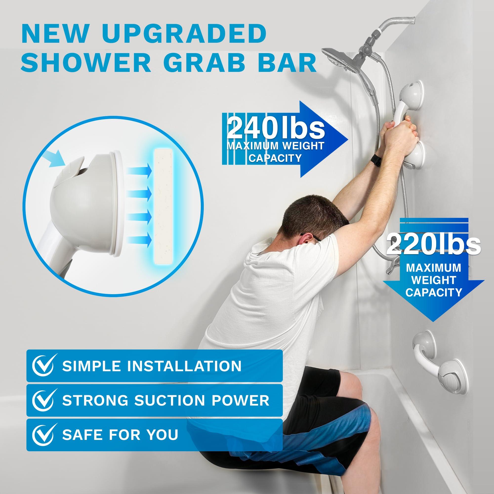 Grab Bars for Bathtubs and Showers: Durable Plastic Bathroom Safety Rails with Suction Cup Handles for Elderly and Seniors, Anti-Slip Support for Tub, Toilet, and Wall | Adjustable Design 2 Pack - Image 3