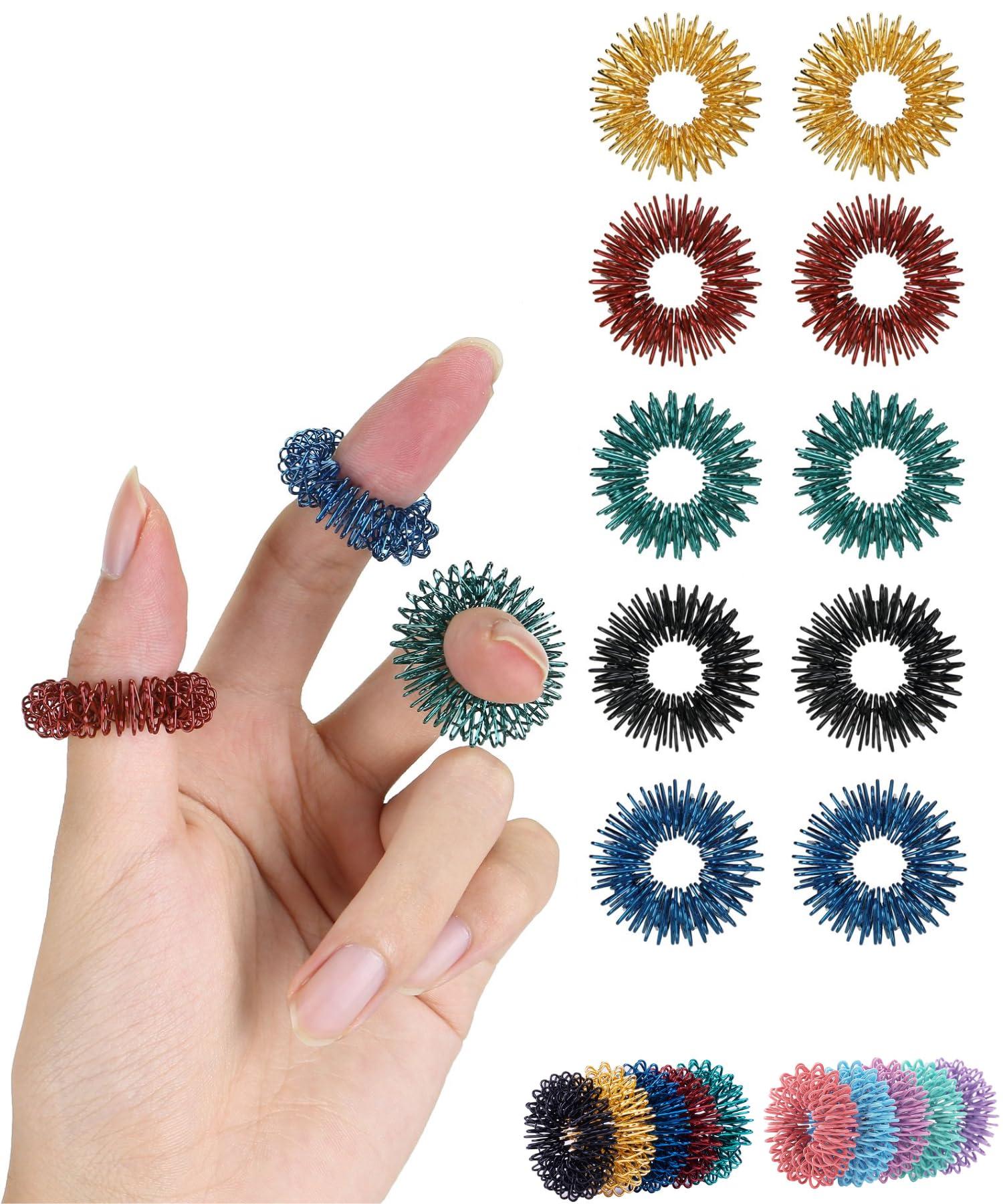 Mr. Pen- Spiky Sensory Rings, 10 Pack, Stress Relief Fidget Sensory Toys, Fidget Rings, Fidget Ring for Anxiety, Stress Relief Rings, Massager for Fidget ADHD Autism, Silent Stress Reducer Ring - Image 1