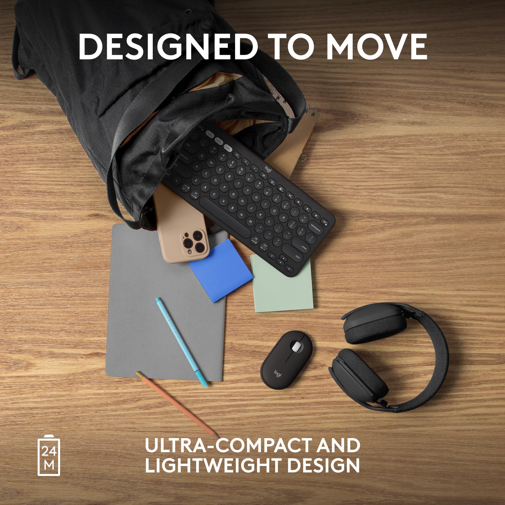 Logitech Pebble Mouse 2 M350s Slim Bluetooth Wireless Mouse, Portable, Lightweight, Customizable Button, Quiet Clicks, Easy-Switch for Windows, macOS, iPadOS, Android, Chrome OS - Black - Image 7