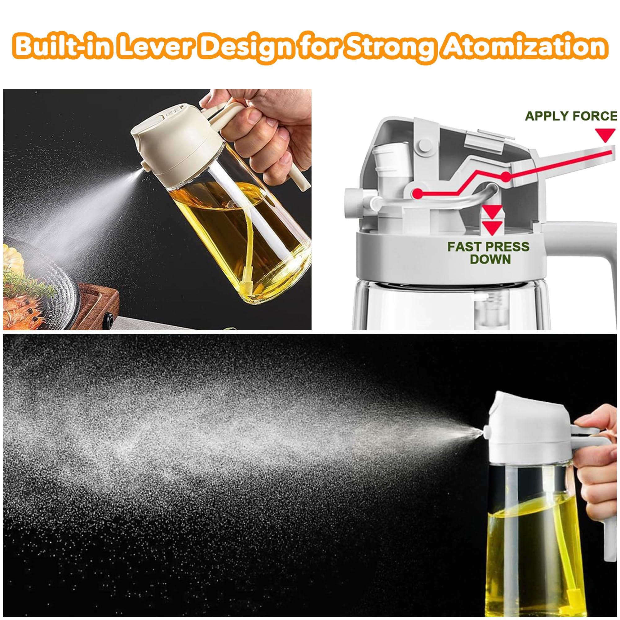 Oil Dispenser & Sprayer - 2 in 1 Glass Spray Bottle, 16oz/470ml for Air Fryer, Salad, Frying, BBQ (Green) - Image 5