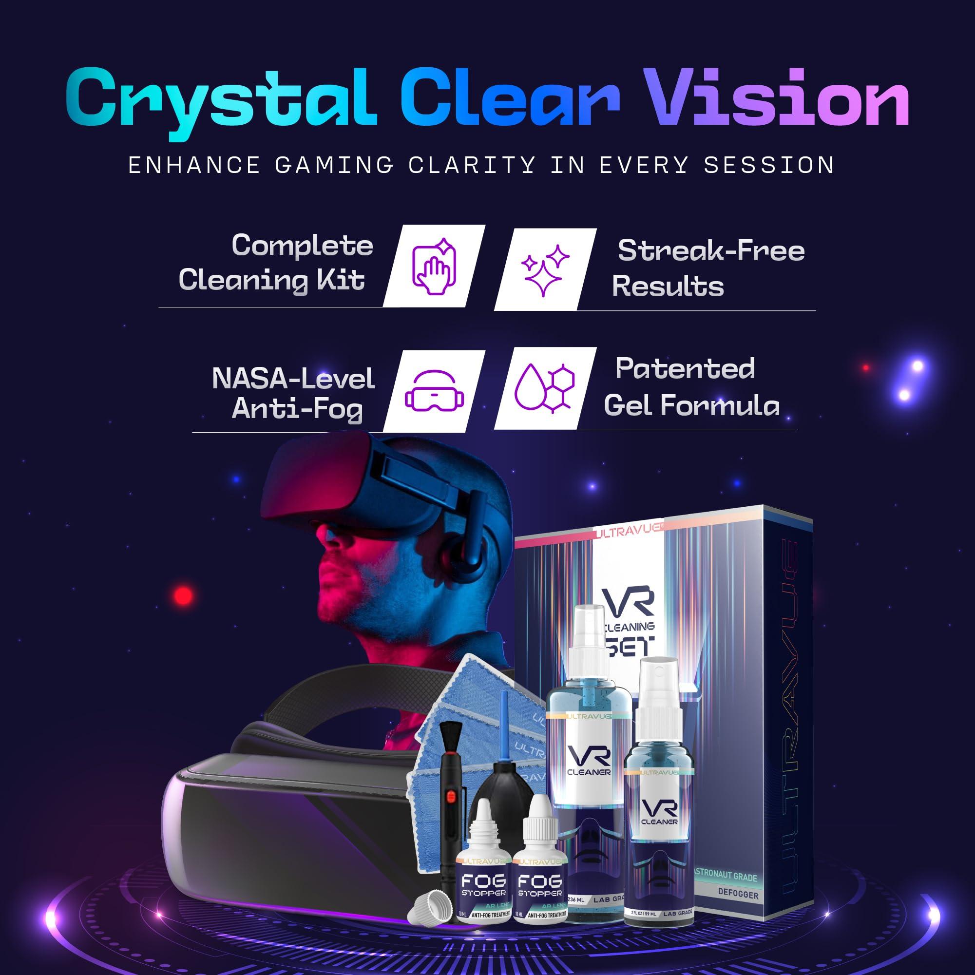 UltraVue VR Cleaning Kit and Anti-Fog Treatment - Includes VR Cleaner Gel Sprays, Microfiber Cloths, Anti Fog Drop Treatments, Brush and Air Bladder with Precision Nozzle - Image 2