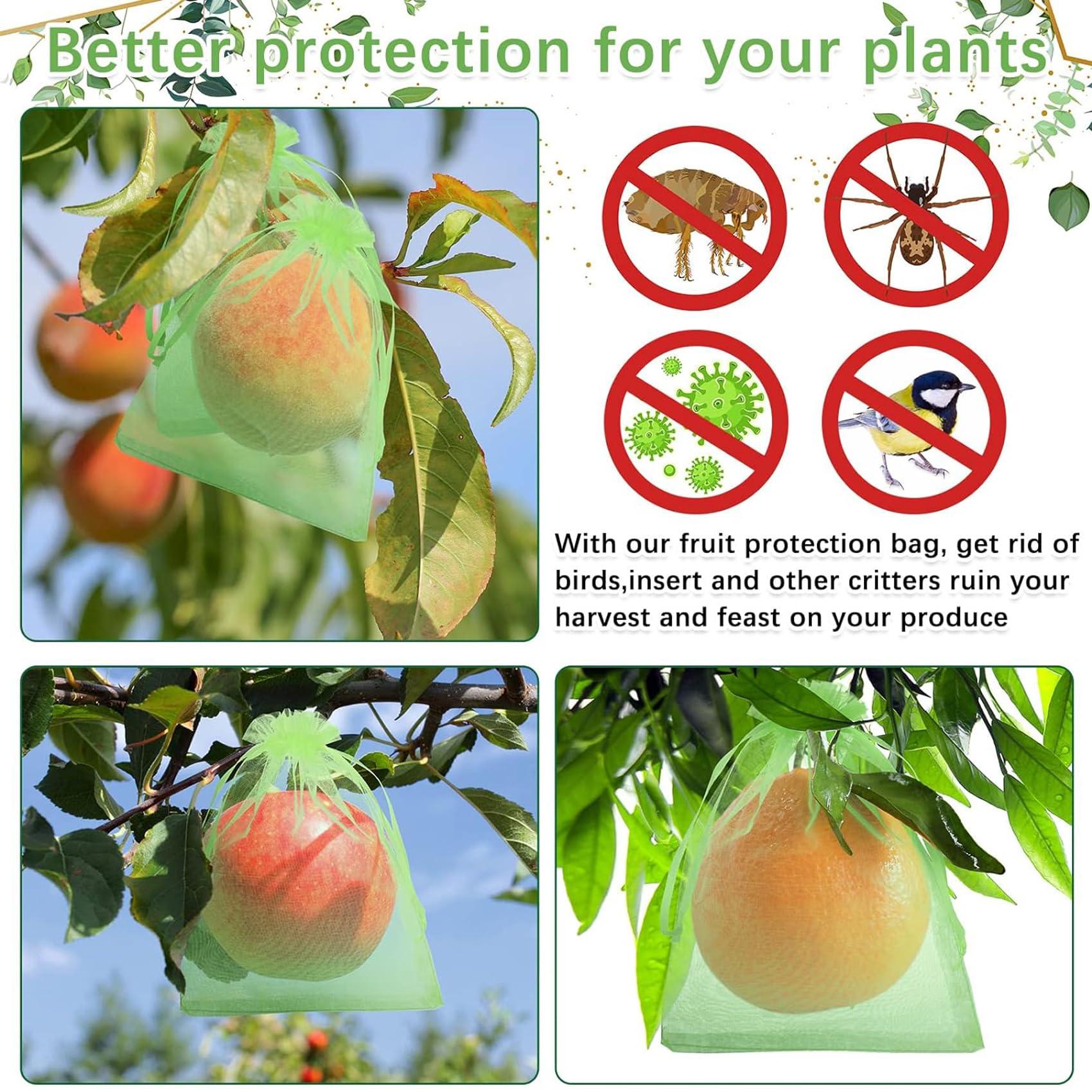 YINCORD 20 Pack Fruit Protection Bags, 6'' x 10'' (15cm x 25cm) Reusable Mesh Produce Bags for Garden, Breathable Drawstring Netting Covers for Vegetables, Apples, Peppers - Image 2