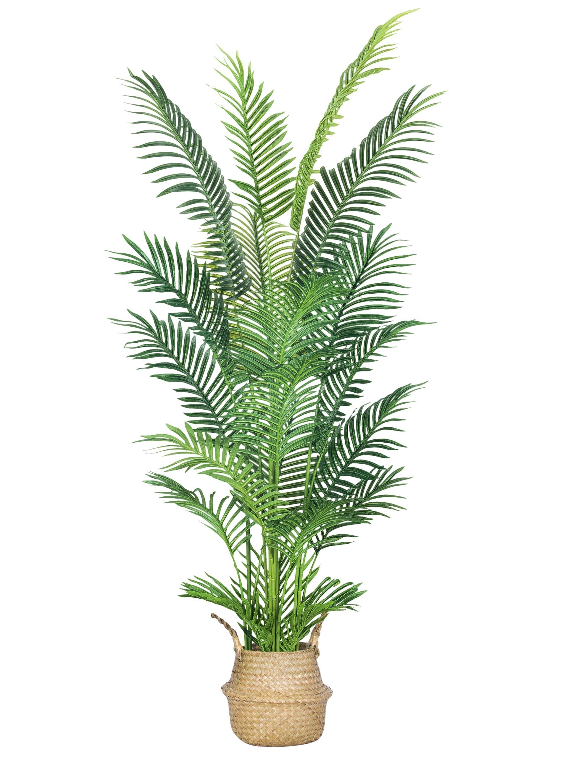 HAIHONG 6FT Artificial Palm Tree,Faux Areca Palm Plant with Real Touch Leaves and Adjustable Branches,Fake Tropical Palm Tree for Home Office Indoor Outdoor Modern Decoration
