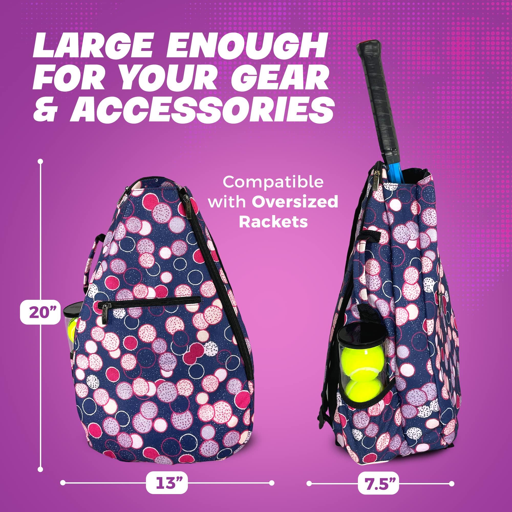 Womens Tennis Backpack - Taboo Fashions Ladies Tennis Bag Holds Two Racquets, Padded Straps and Side Carry Handle - Image 4