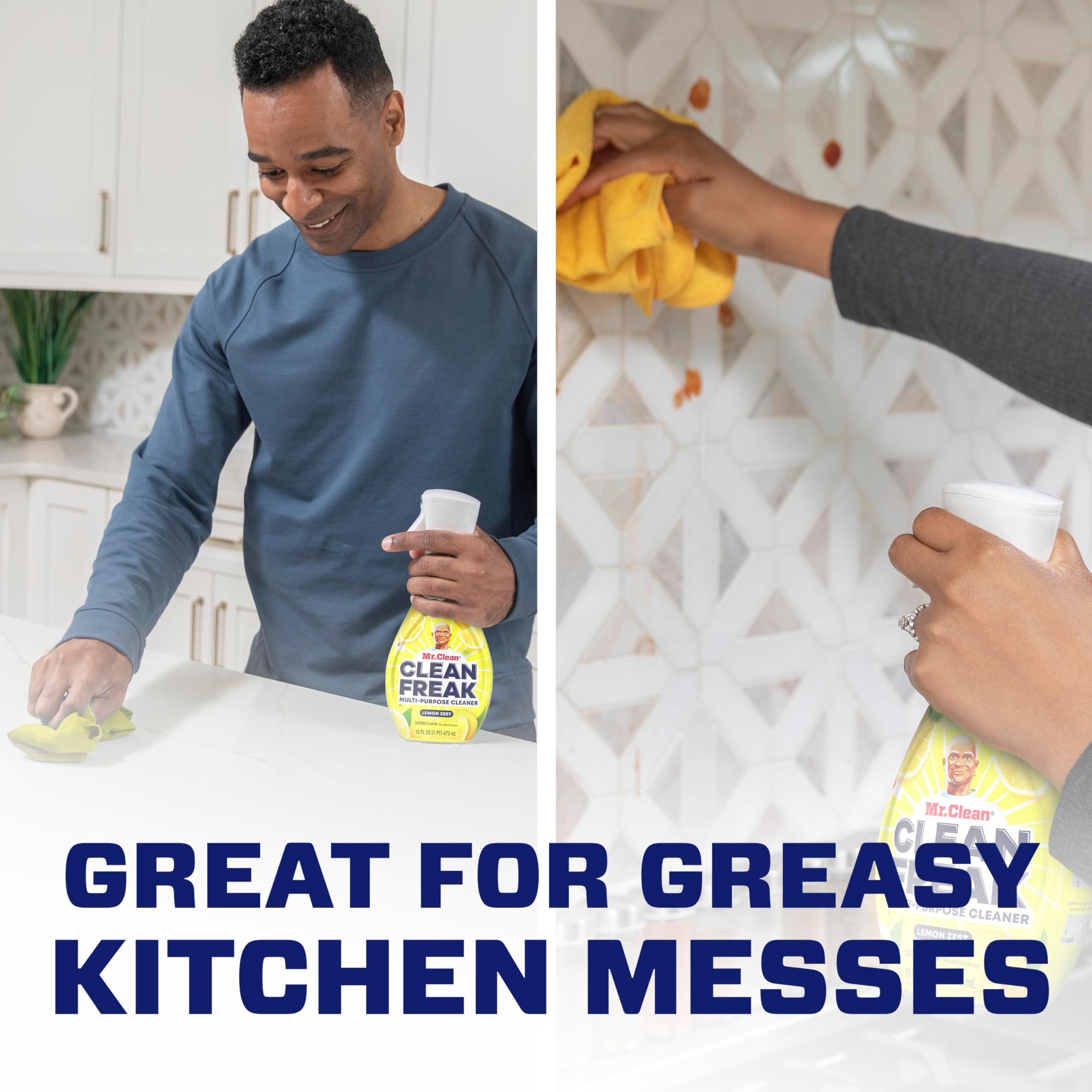 Mr. Clean Clean Freak Multi Surface Cleaning Spray, Deep Cleaning Mist Starter Kit and Refill Bundle, Lemon Zest Scent, 64 fl oz - Image 4