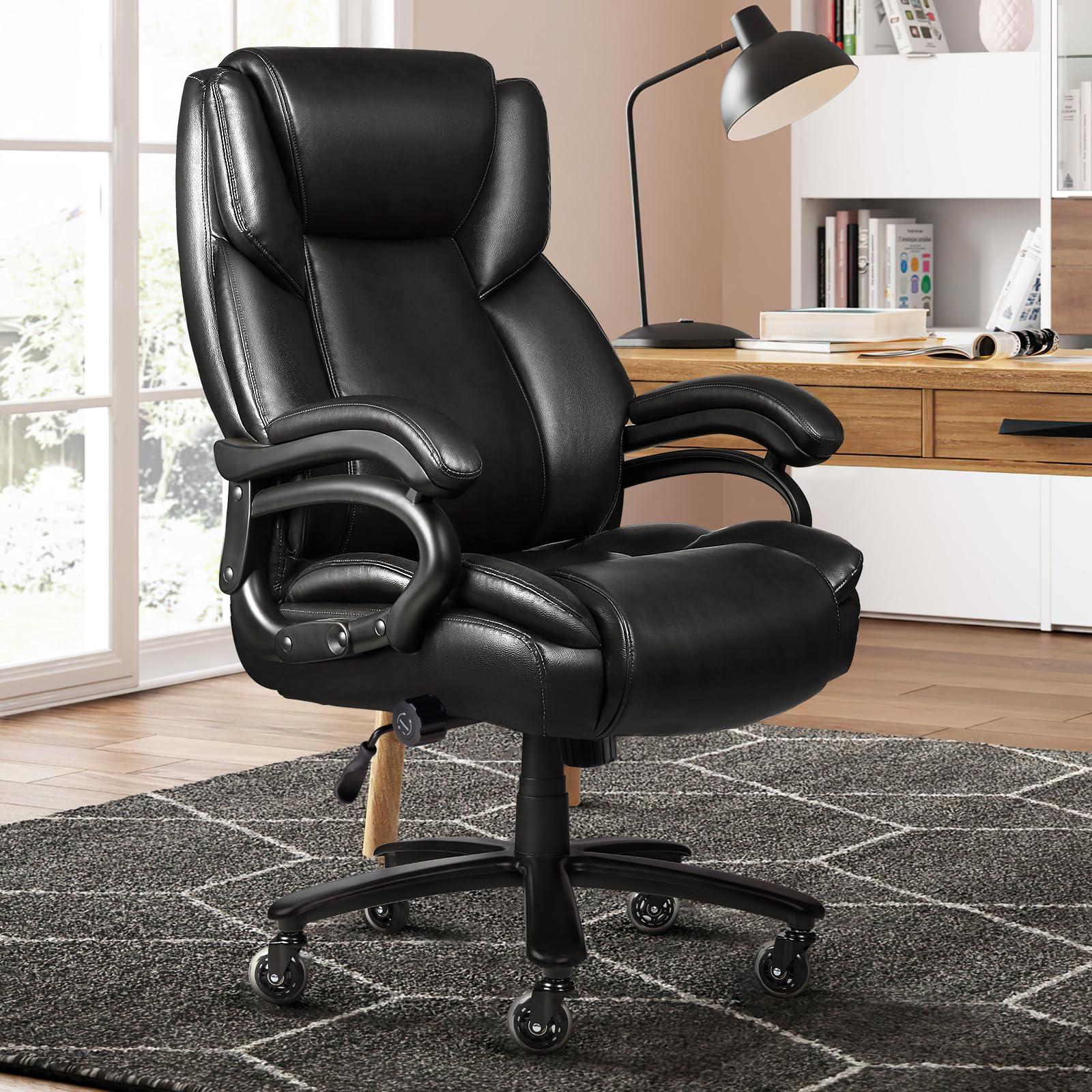 VITESSE 500lbs Heavy Duty Office Chair for Low Back Pain Relief, Big and Tall Office Chair with Ergonomic Lumbar Support, High Back Executive Chair with Quiet Rubber Wheel - Image 2