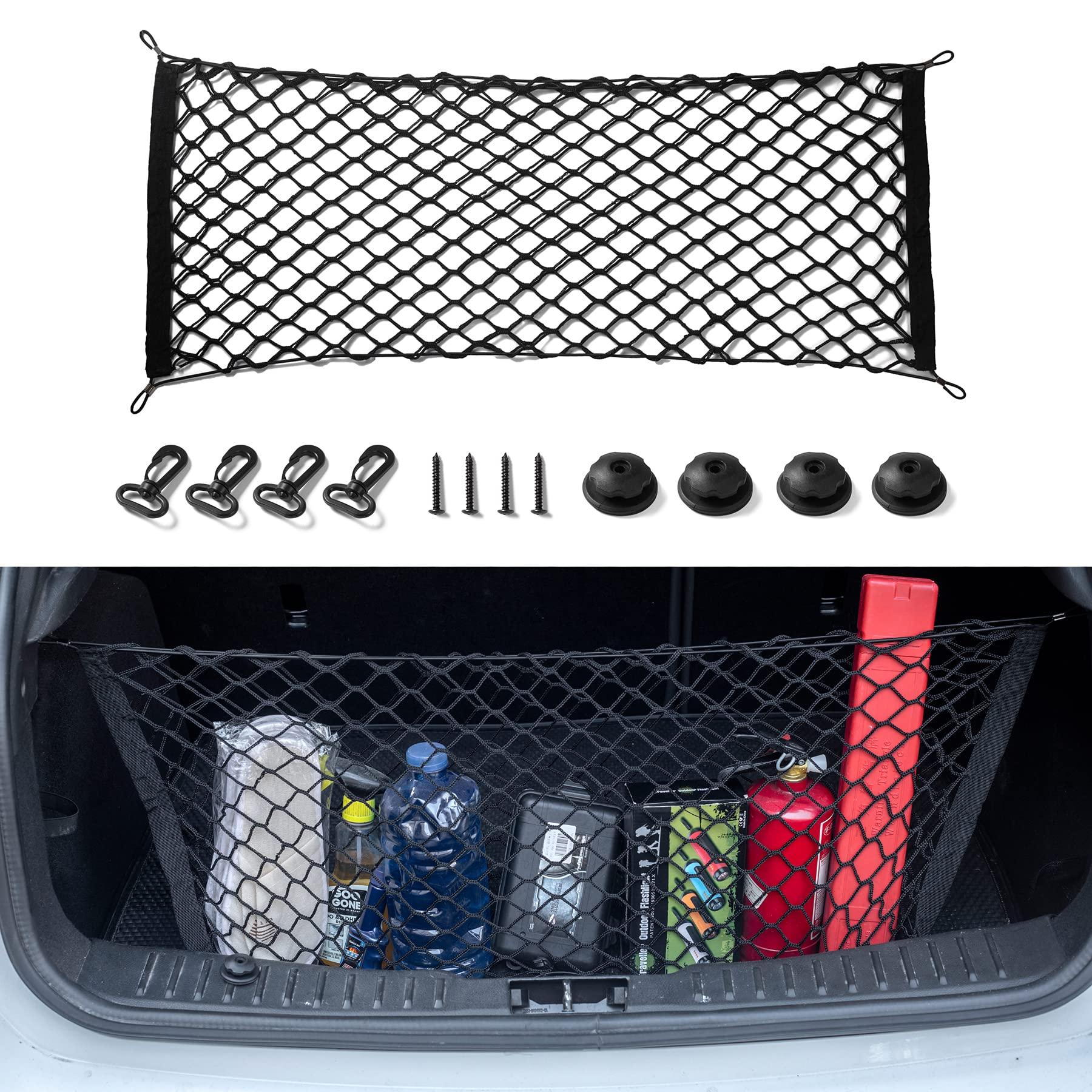 Amiss Cargo Net Stretchable, Car Exterior Accessories, Adjustable Elastic Trunk Storage Net with Hook for SUVs, Cars and Trucks (35.4x15.8 Inch) - Image 2