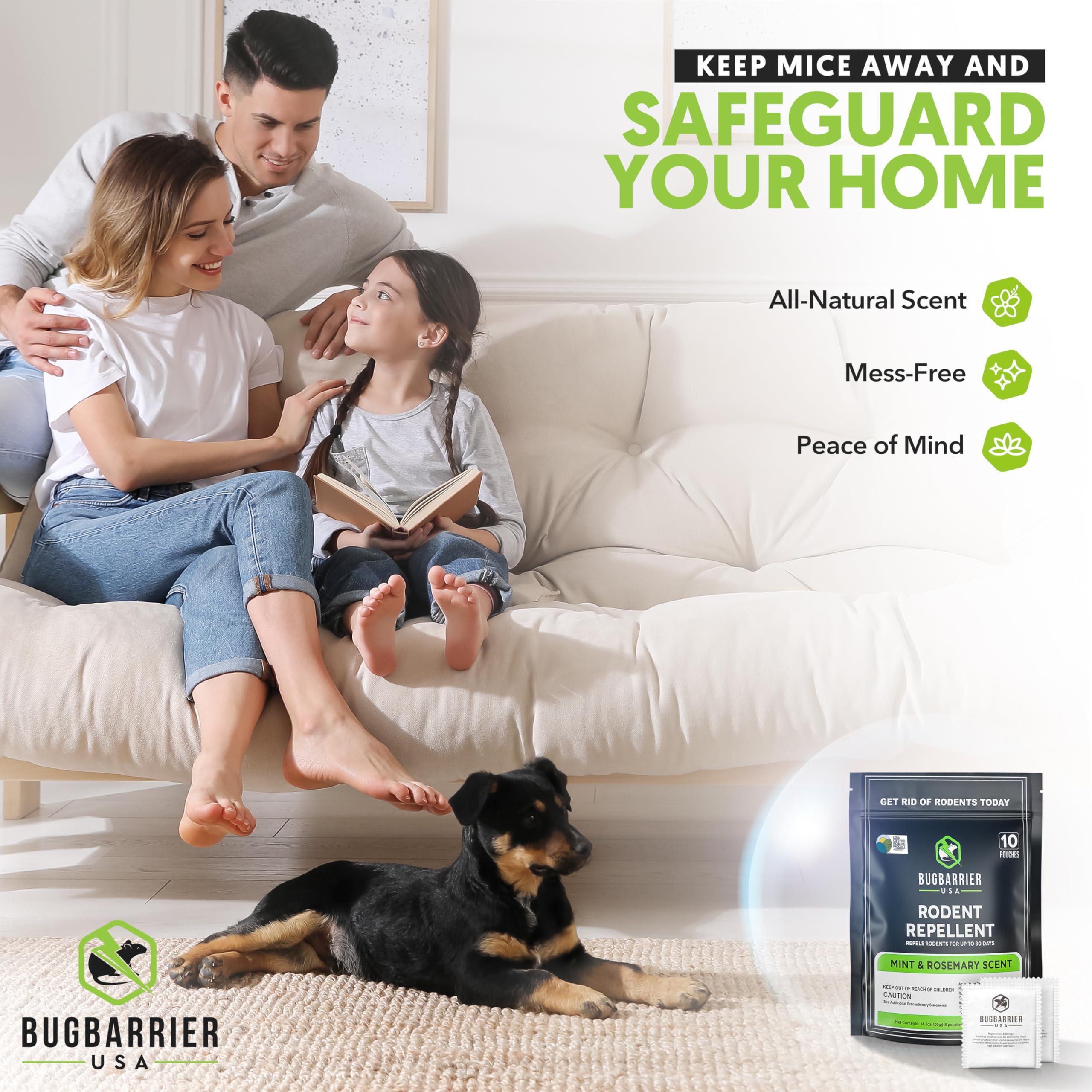 BugBarrier's Extra-Strength Mouse Repellent Deterrent Pouches, USDA 99% Biobased, Peppermint & Rosemary Oils Repel Mice Nesting in Car, RV, Boat, Garage, Shed, Cabin Made in The USA (Pack of 10) - Image 6