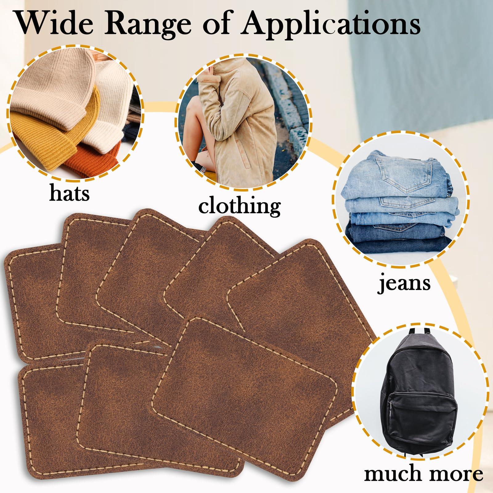 50 Pack Blank Leatherette Hat Patch with Adhesive, Rectangle Laserable Leatherette Patch, Faux Leather Patches for Hats Custom Fabric Repair Sew Laser Supplies (Chestnut, 3 x 2 Inches) - Image 4