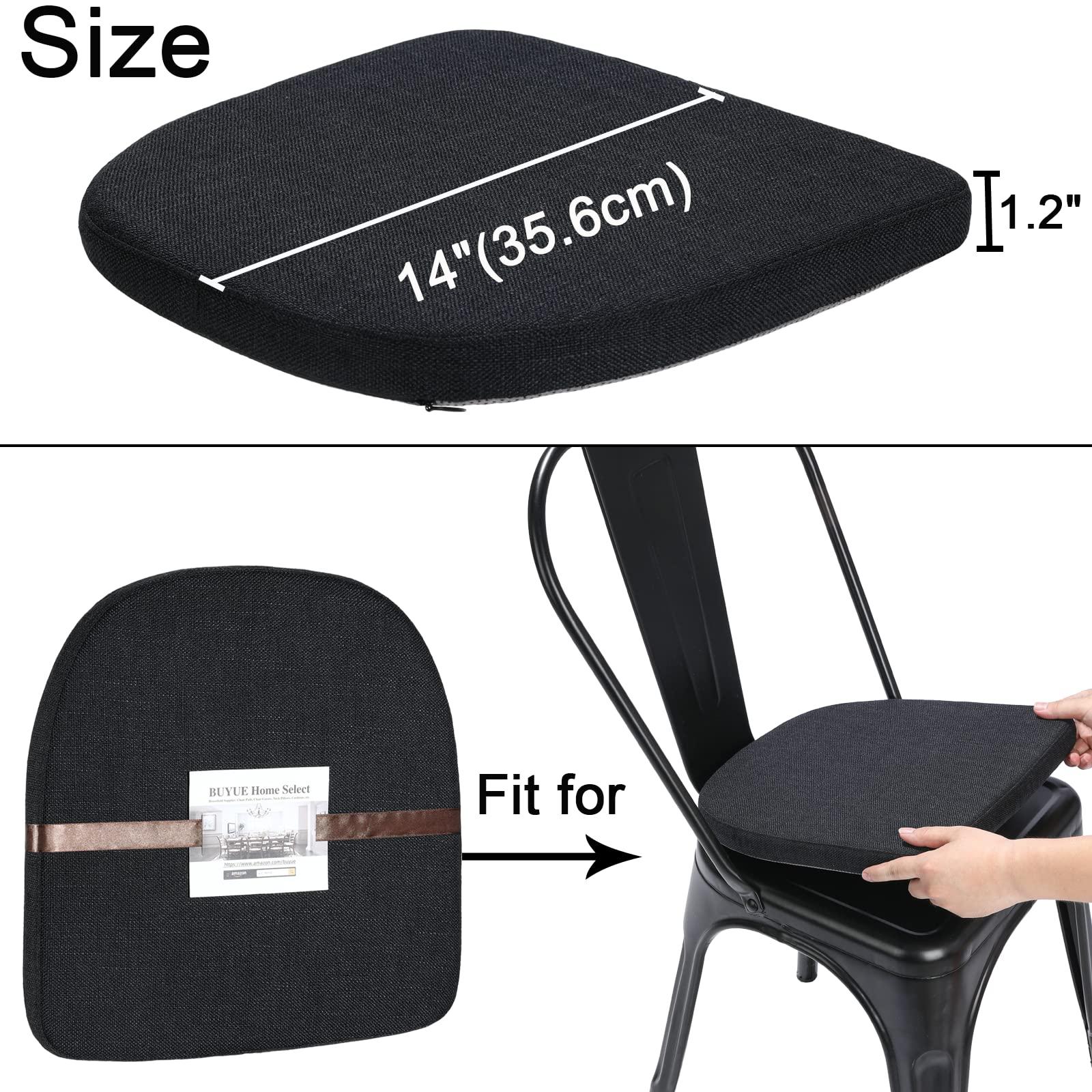 BUYUE Friendly Woven Fabric 14x14 Magnetic Cushions for Metal Chair Set of 4, Enhanced Anti-Slip Seat Pads for Dining Kitchen Café Stackable Chairs (U-Shape, Black, 4 Counts) - Image 5