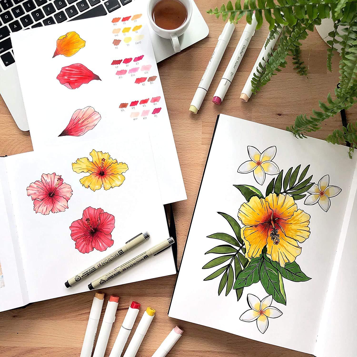 Ohuhu Sketchbook Marker Paper Pad: 8.3"x8.3" Square Art Sketch Book Drawing Papers 78 Sheets/156 Pages 120 lb/200 gsm Hardcover Sketching Books for Alcohol Markers Heavyweight Sketchpad Christmas Gift - Image 8