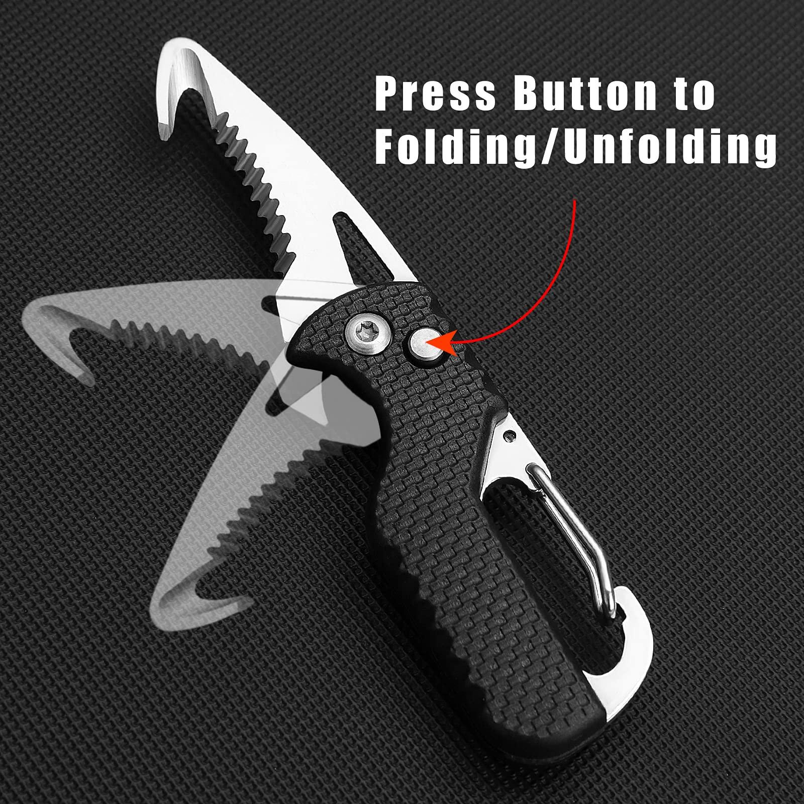 ITOKEY 2 Pack Safety Box Cutter, EDC Seat belt Cutter with 1.1inch Hook Blade, Retractable Package Opener for Wrap, Tape and Strap, Small Keychain Knife, Cool Gadgets for Women Men - Image 5