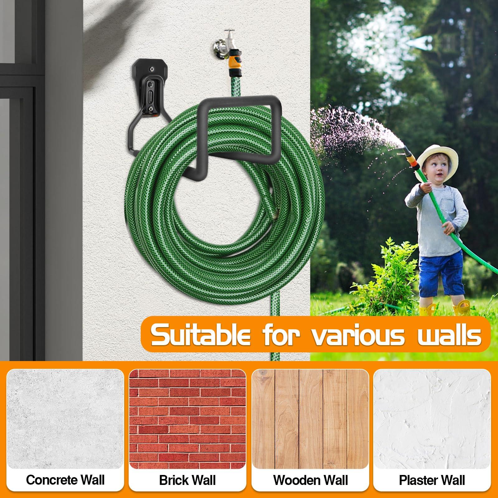 IBERDE Hose Holder,Heavy Duty Hooks for Hanging, Wall Hooks, Garden Hose Hanger, Wall Mount Hooks,Hose Holders for Outside Garden Expandable Flexible Hose - Image 6