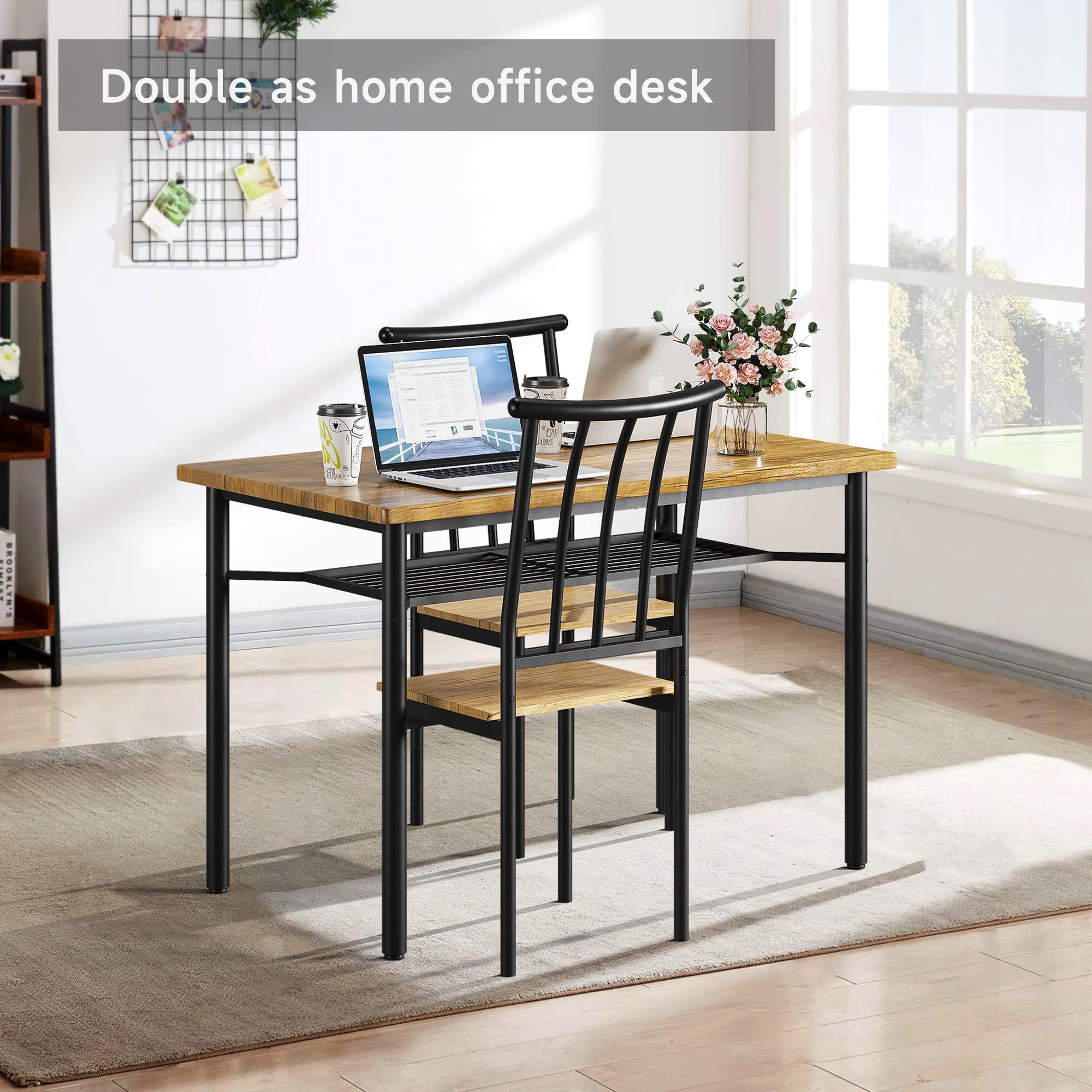 IDEALHOUSE 5 Piece Dining Table Set for 4, Kitchen Table and Chairs for 4 with Storage Rack, Metal and Wood Rectangular Dining Room Table Set for Kitchen, Dining Room, Dinette, Rustic Brown - Image 7
