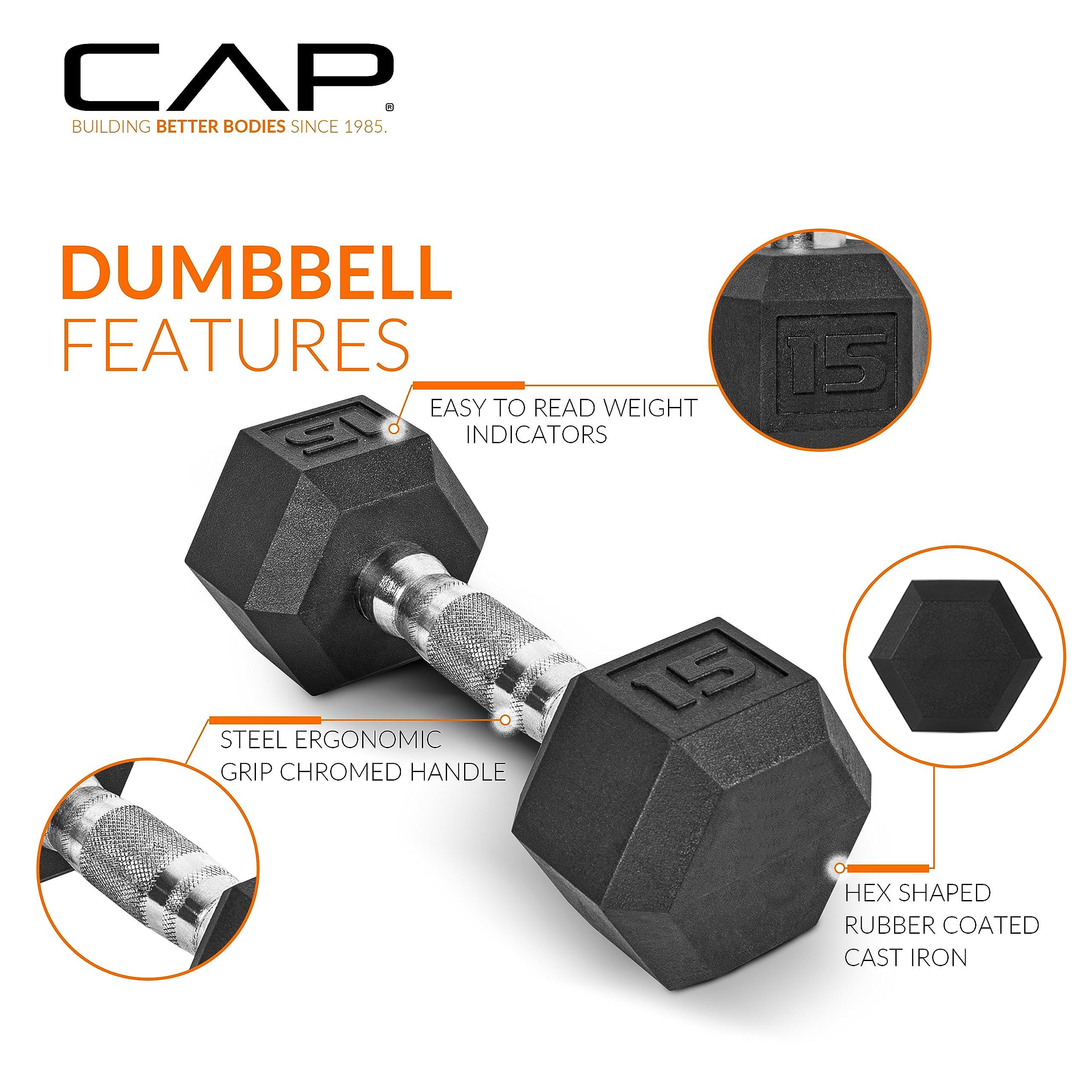 CAP Barbell 150 LB Coated Hex Dumbbell Weight Set with Vertical Rack, Black - Image 3