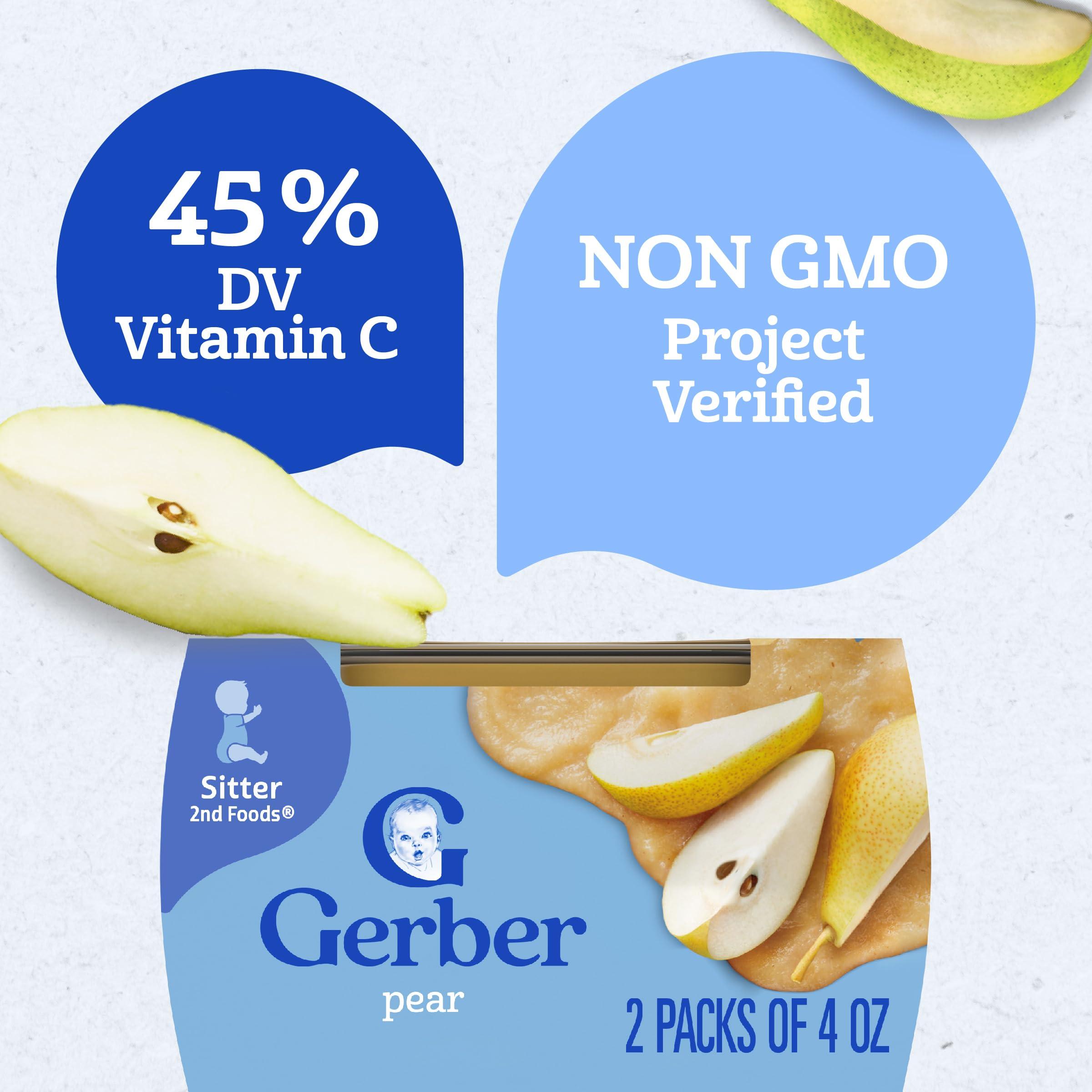 Gerber 2nd Food Baby Food Pear Puree, Natural & Non-GMO, 4 Ounce Tubs, 2-Pack (Pack of 8) - Image 4
