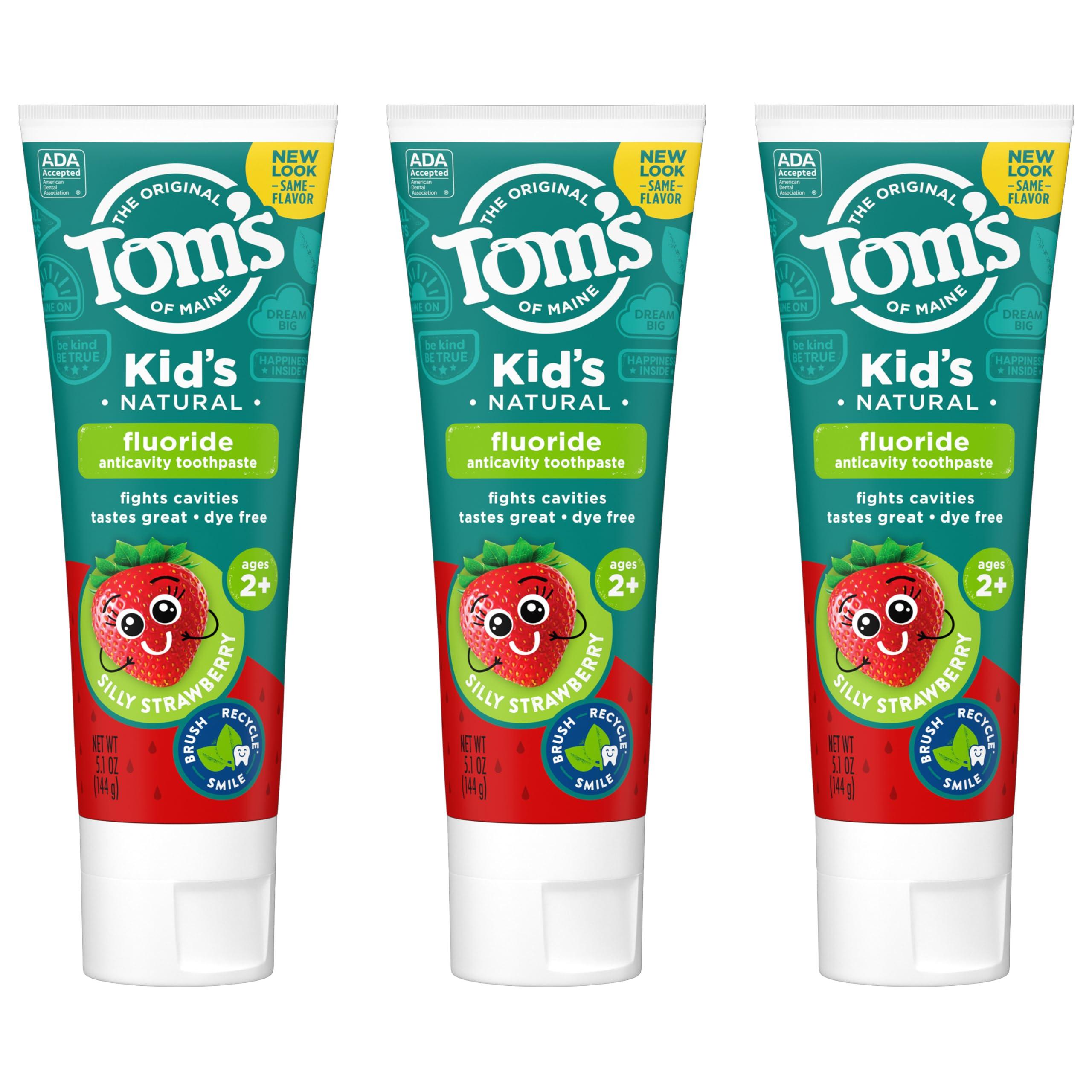 Tom's of Maine ADA Approved Fluoride Kids Toothpaste, Natural Toothpaste, Dye Free, No Artificial Preservatives, Silly Strawberry, 5.1 oz. 3-Pack (Packaging May Vary) - Image 7