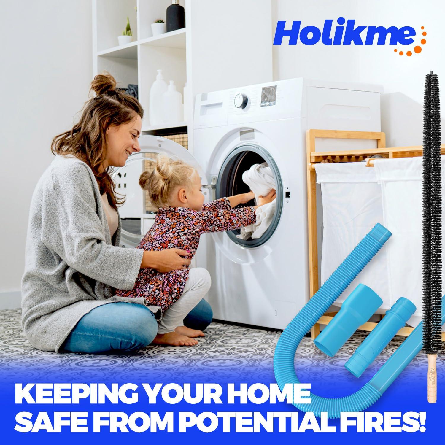 Holikme 2 Pieces Dryer Vent Cleaner Kit, Dryer Lint Vacuum Attachment and Flexible Dryer Lint Brush, Dryer Vent Vacuum Hose Attachment, Blue - Image 8