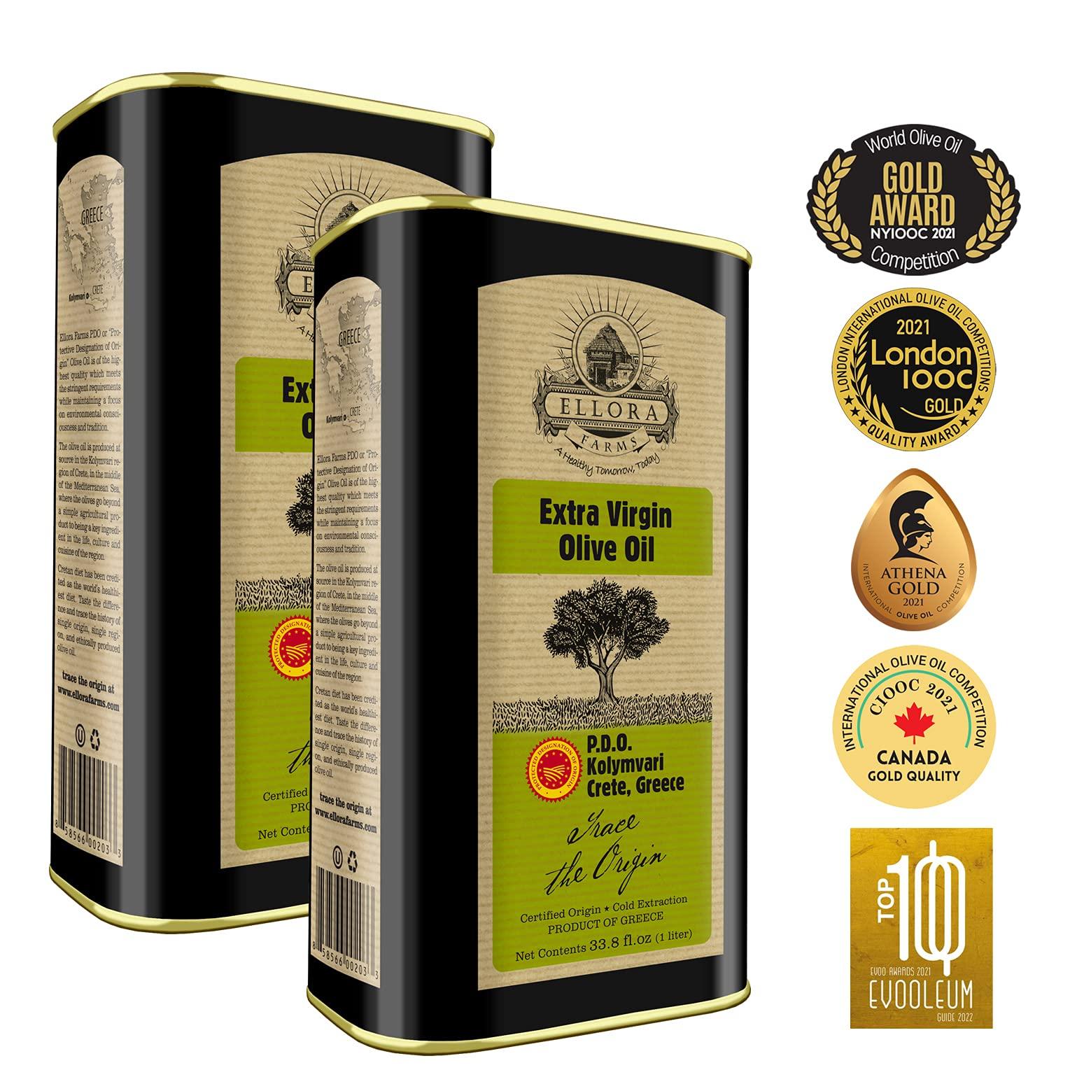 Ellora Farms Olive Oil Extra Virgin, Traceable & Certified PDO Polyphenol Rich Extra Virgin Olive Oil Cold Pressed, Global Gold Awards, Kosher, Single Origin from Crete, Greece 33.8 Fl oz, Pack of 2 - Image 6