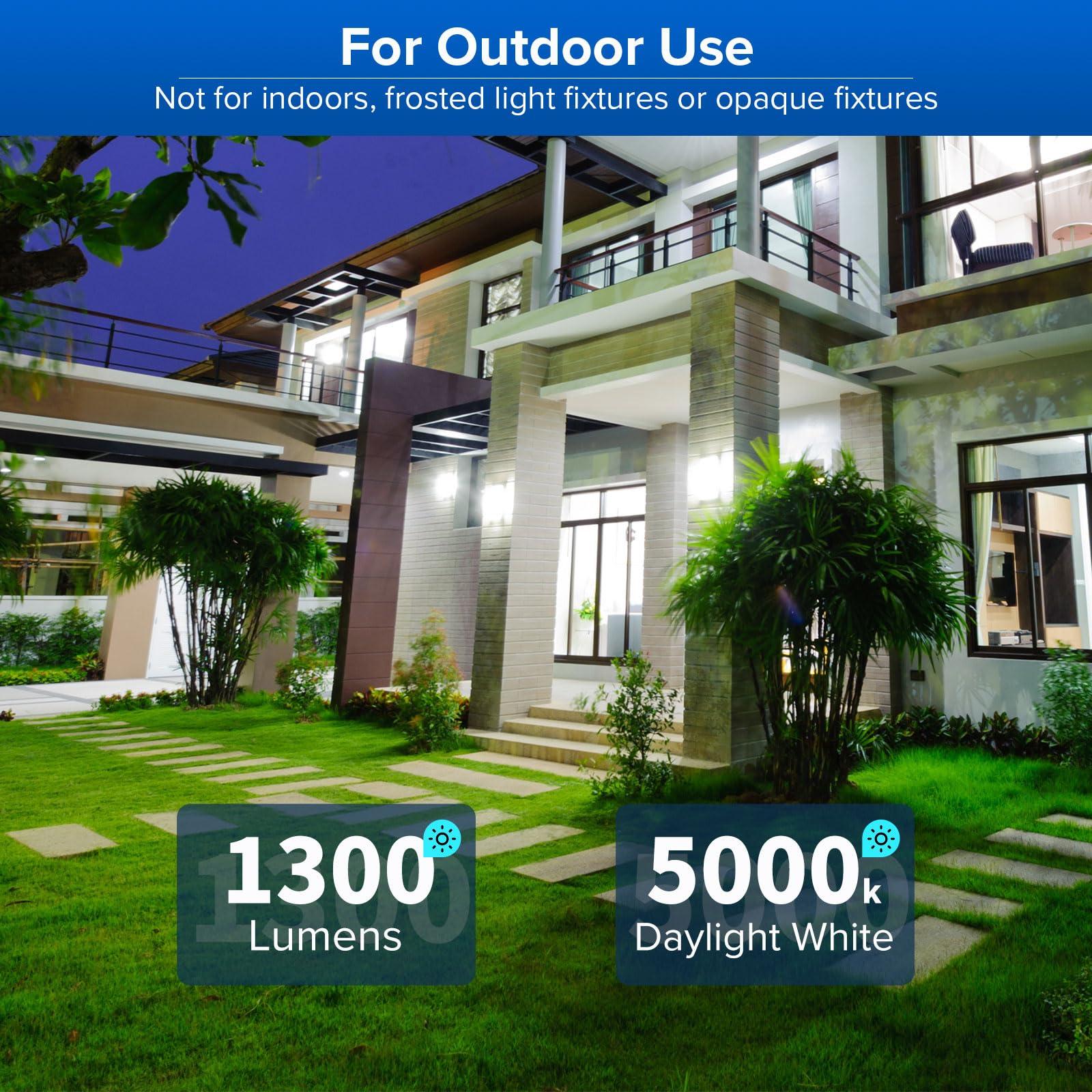 SANSI Dusk to Dawn LED Outdoor Light Bulb A19, 100 Watt Equivalent Energy Efficient 13W 5000K Daylight 1300LM Outdoor Light Bulbs, E26 Standard Base Light Bulbs for Porch Patio Yard Garden, 2-Pack - Image 5
