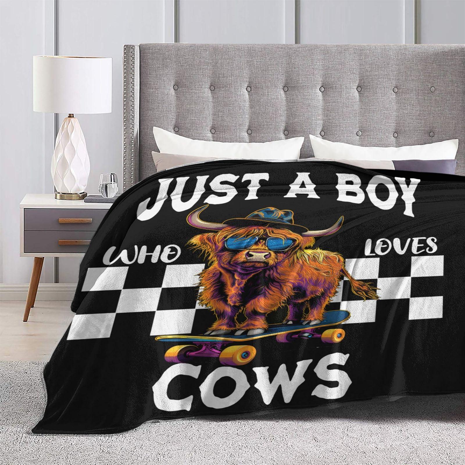 Just A Boy Who Love Cows Blanket Funny Highland Cows Decor Throw Blanket Gifts for Girls Boys Super Warm Soft Plush Fleece Flannel Cattle Blanket Couch Bedding Blanket for Adults Kids Women 50"X40" - Image 8