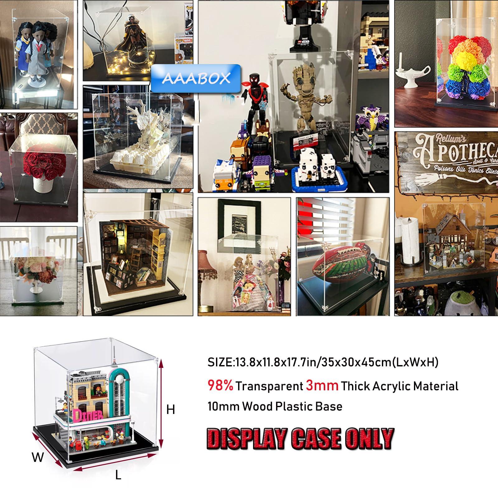 AAABOX 18in Tall 3mm Acrylic LEGO Display Case for Tuxedo Cat 21349, Boutique Hotel 10297, Orchid 10311, Bookshop 10270, 13.8x11.8x17.7in Transparent Showcase with Light String - Image 4