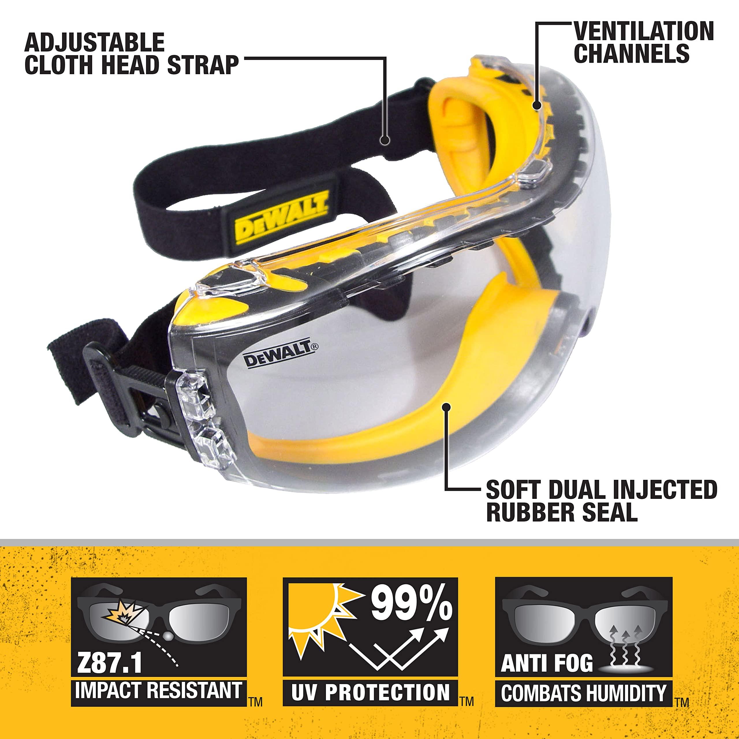 Dewalt DPG82 Concealer Anti-Fog Dual Mold Safety Goggle - 1 Pair - Image 2