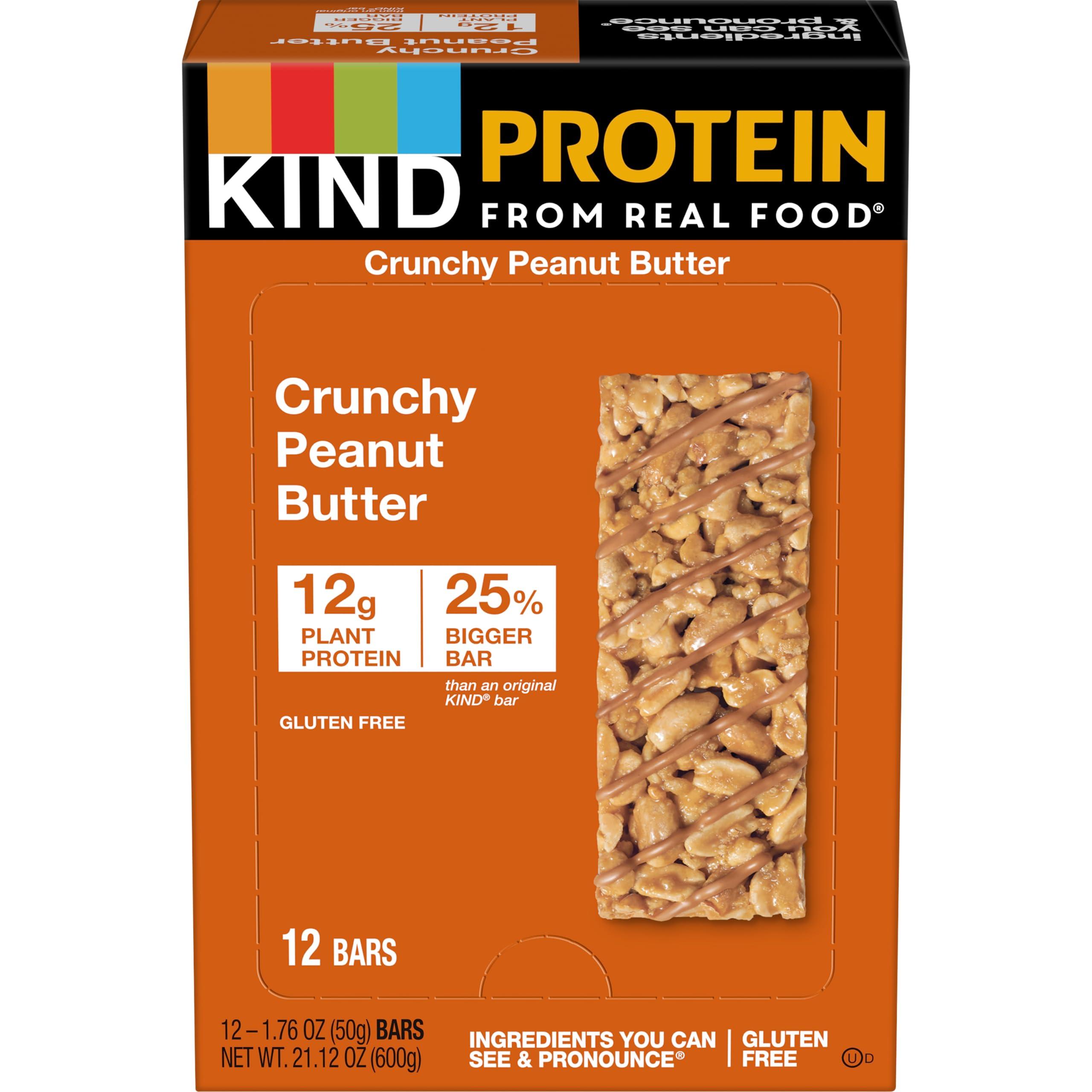 KIND Protein Snack Bar, Crunchy Peanut Butter, Healthy Snacks, Gluten Free, 12g Plant Protein, 12 Count - Image 3
