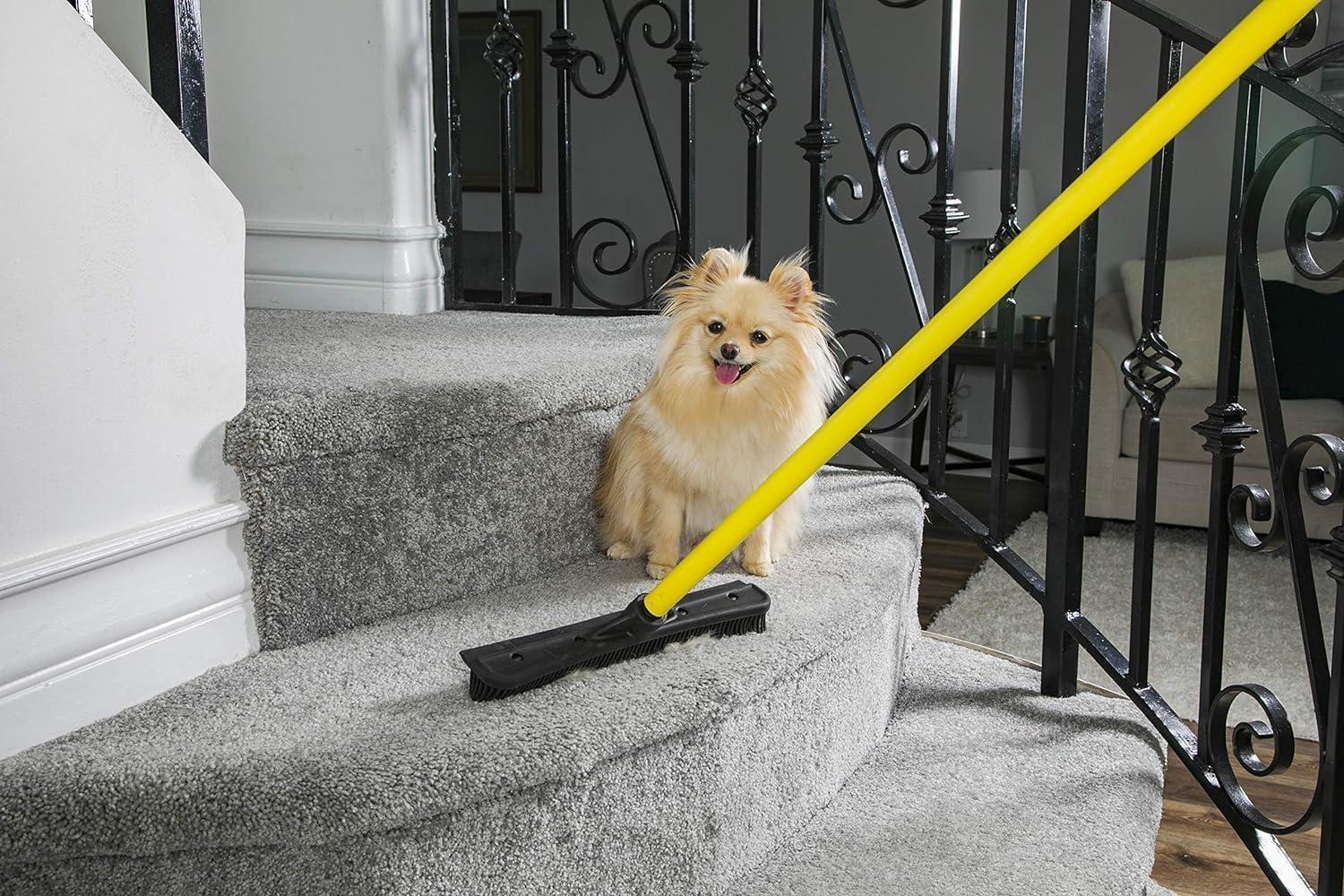 FURemover Original Pet Hair Rubber Broom with Squeegee, with 58" Telescopic Handle for Carpet, Tile and Hardwood - Image 2