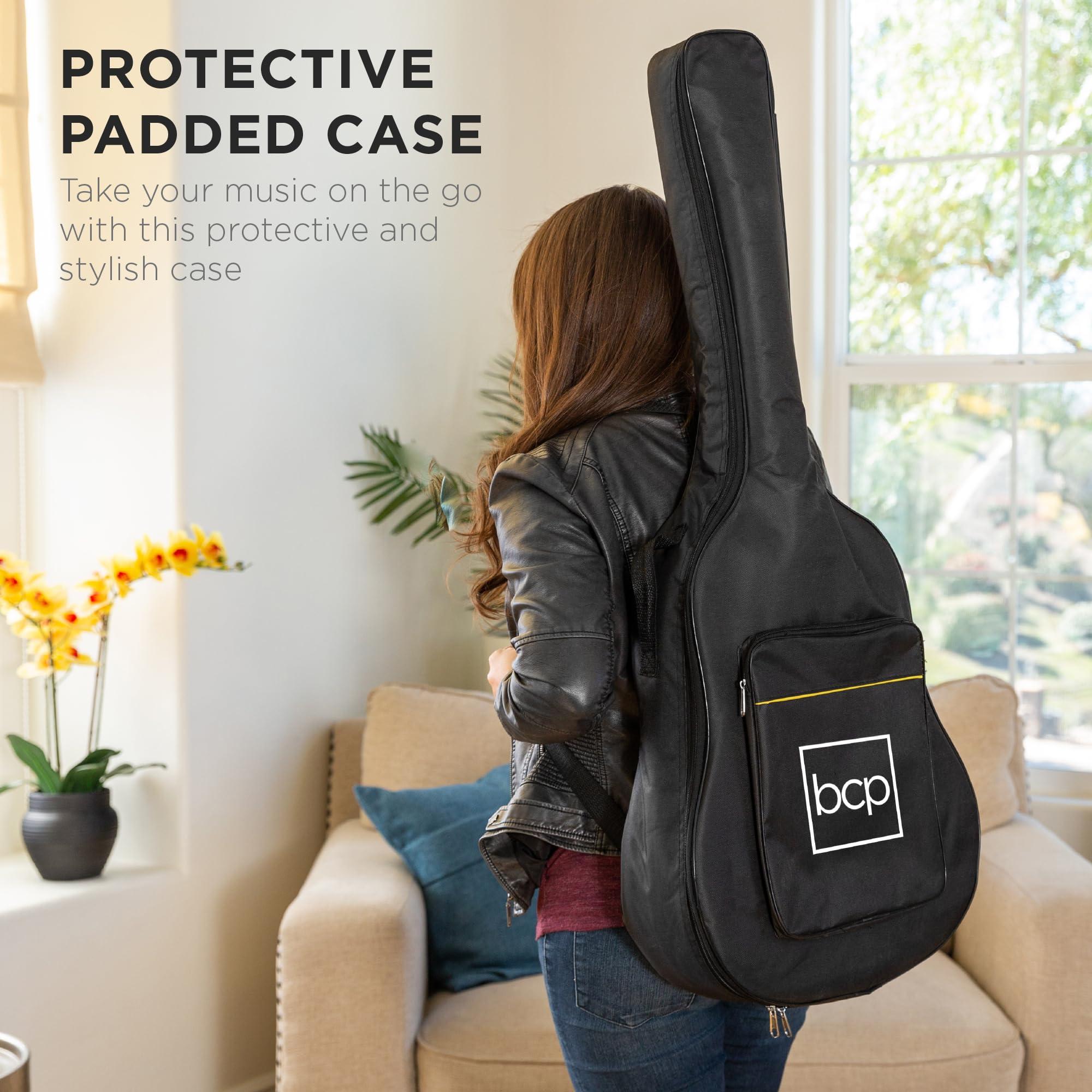 Best Choice Products 41in Full Size Beginner All Wood Acoustic Guitar Starter Set w/Gig Bag, Strap, Capo, Strings, Picks - Sunburst - Image 5
