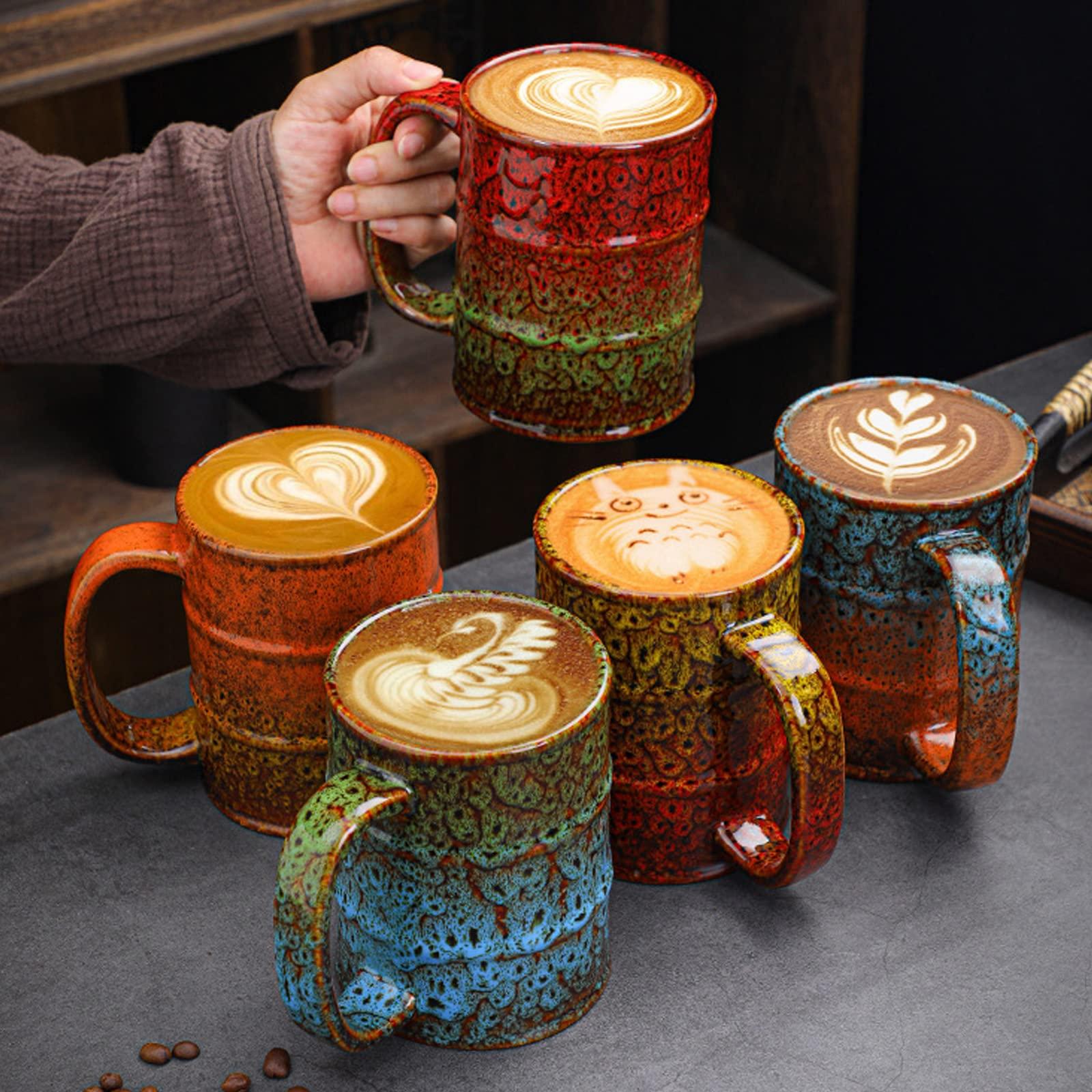 Ceramic 20 oz Coffee Mugs - Large Tea Cup for Office and Home - Dishwasher and Microwave Safe (1, Green and Blue) - Image 2