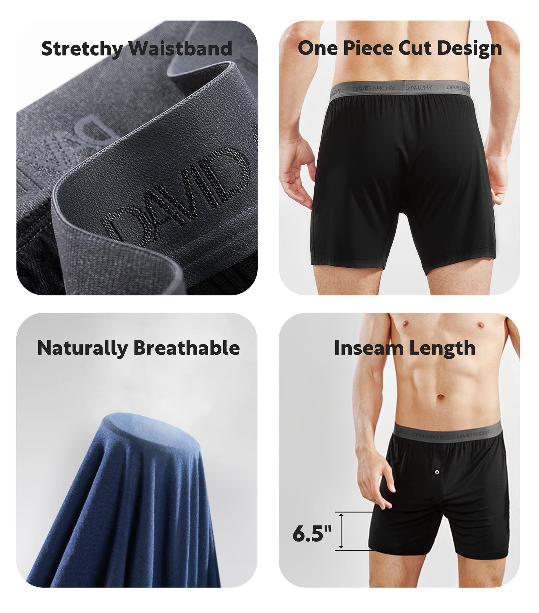 DAVID ARCHY Mens Underwear Bamboo Rayon Boxers for Men Breathable and Cool Men's Boxer Shorts with Button Fly 3 or 5 Pack - Image 4