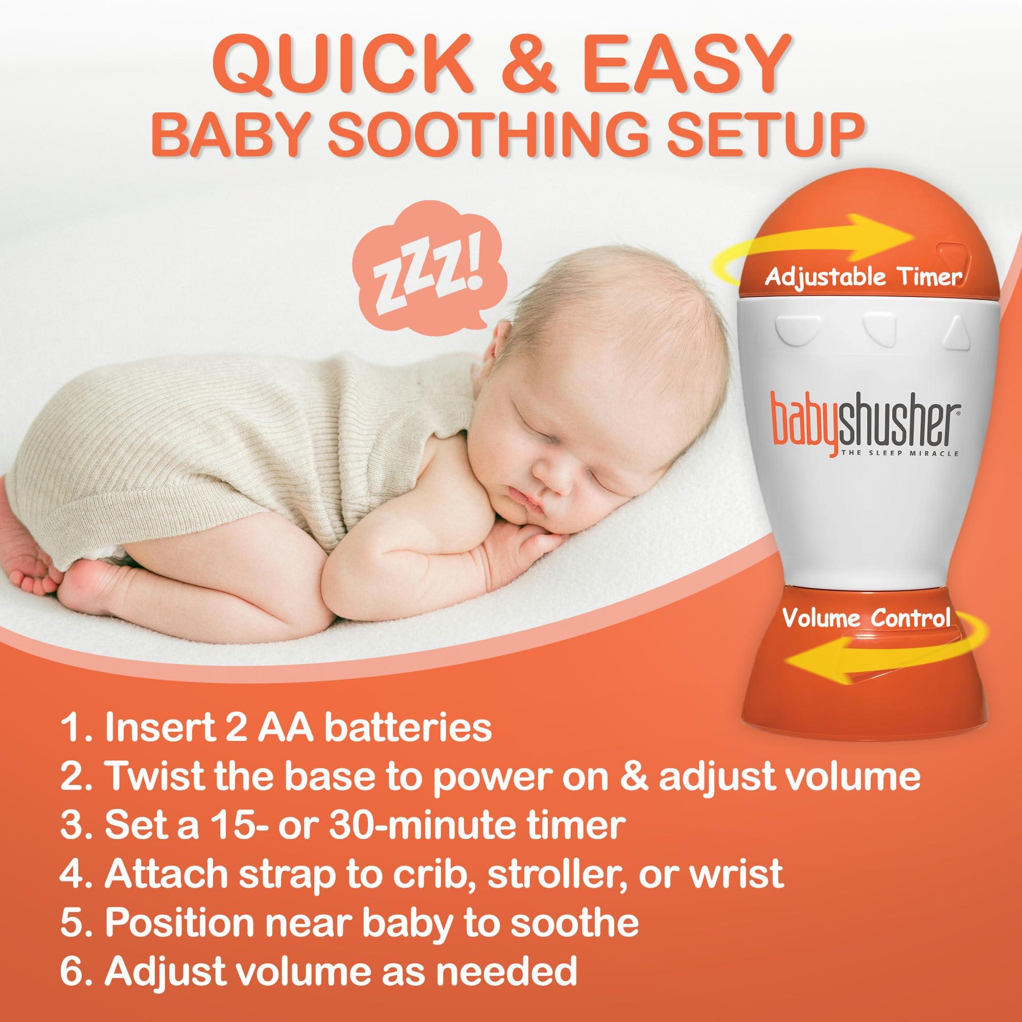 Baby Shusher Portable Sound Machine - White Noise Sound Machine, Baby Soother for Sleeping, Newborn Essentials for Crib, Battery Operated Hush, Travel Friendly - 1 Count - Image 5