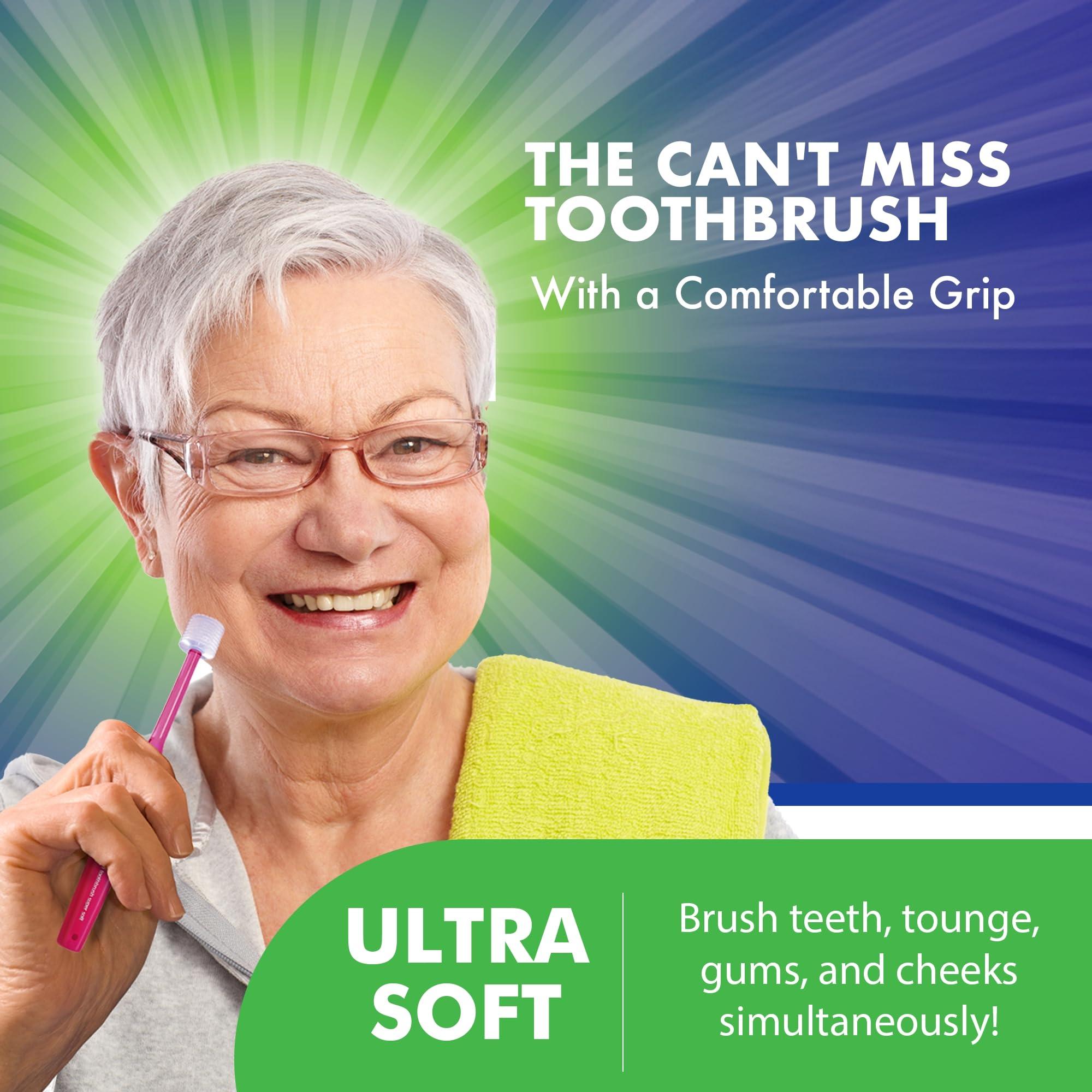Brilliant Specialty Adult Round Toothbrush for Sensitive Mouths to Support Chemo and Other Sensory Oral Care Needs with Ultra Soft Bristles, Assorted Colors, 3 Pack - Image 3