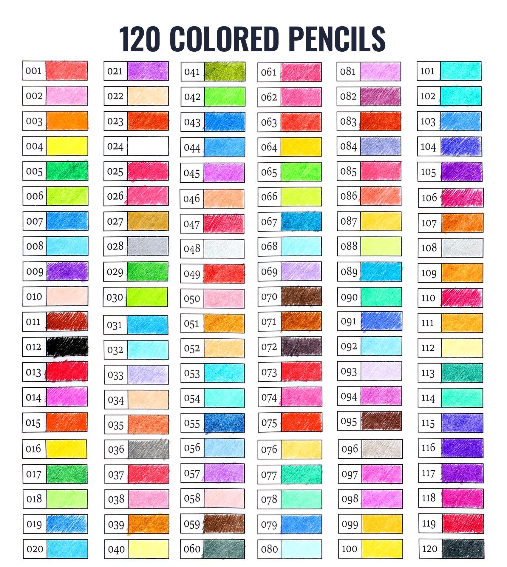 120 Pack Colored Pencils for Adult Coloring Books, Soft Core Oil Based Color Pencils with Sketch Book, Color Book, Art Supplies with Zipper Case, Gifts for Kids, Adults, Artists, Professionals - Image 7