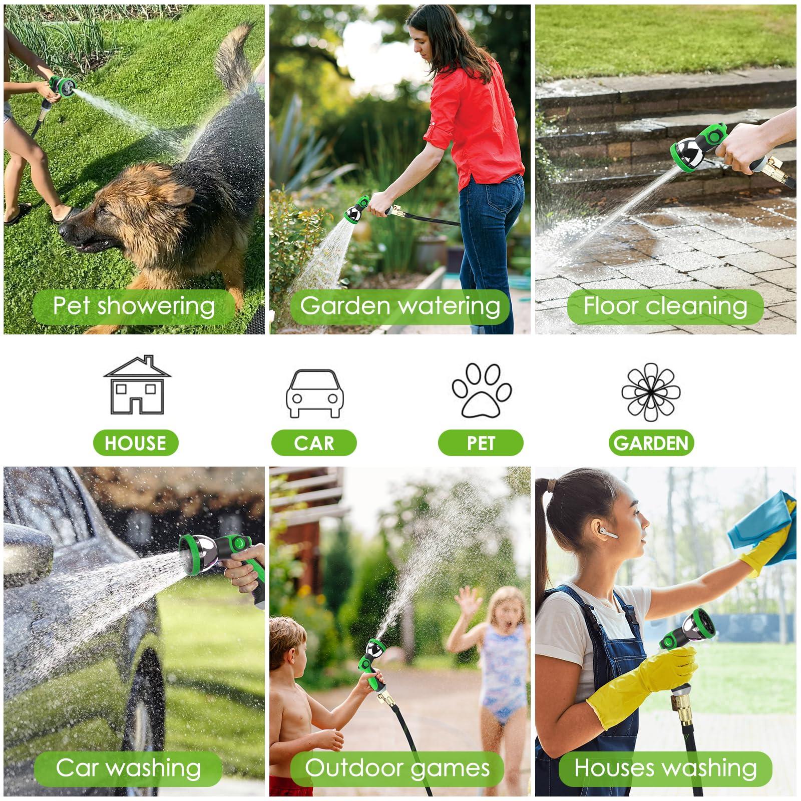 FlexiSolve Garden Hose 100 ft, NON-EXPANDABLE Ultra Lightweight & Flexible Water Hose With 10-Pattern Spray Nozzle, Kink-Resistant, Leak-Proof, 3750D High-Density Fabric & Shut-Off Valve, Hose Straps - Image 7