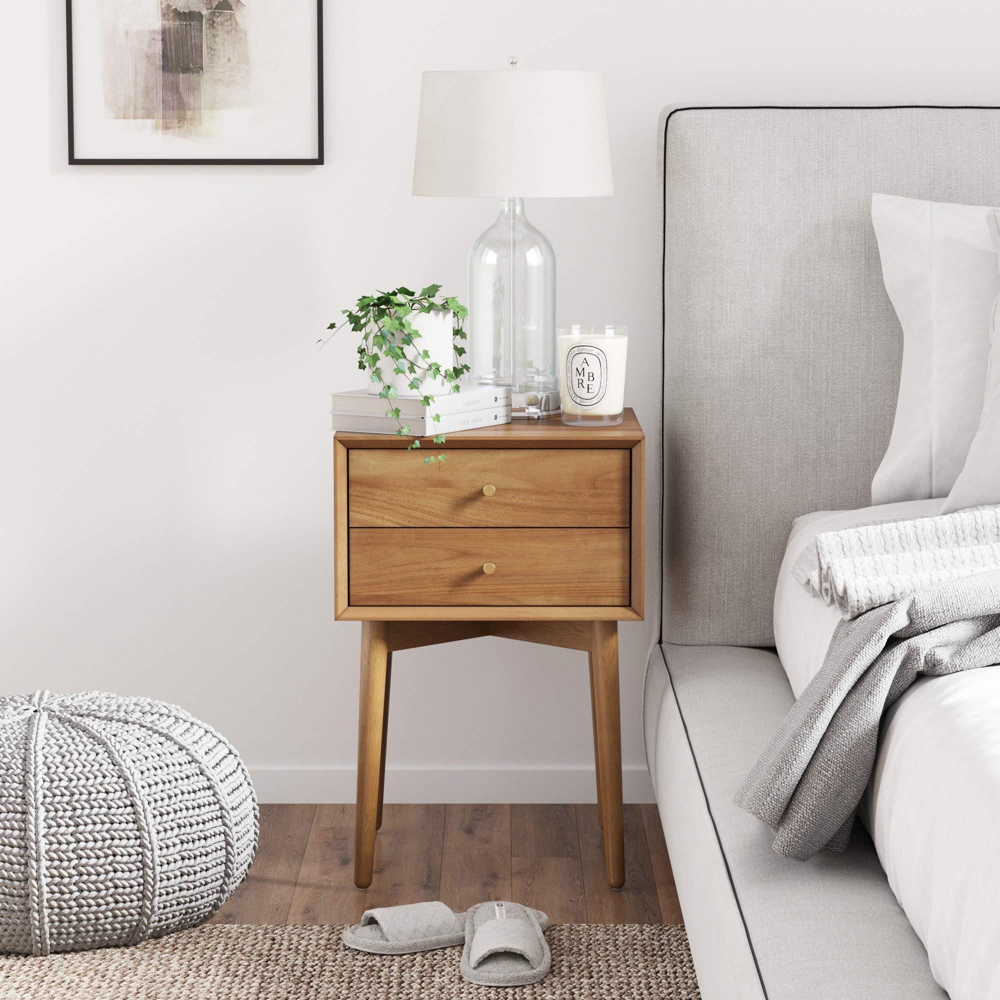 Nathan James 32704 Harper Mid-Century Oak Wood Nightstand with 2-Drawers, Small Side End Table with Storage, Brown - Image 2