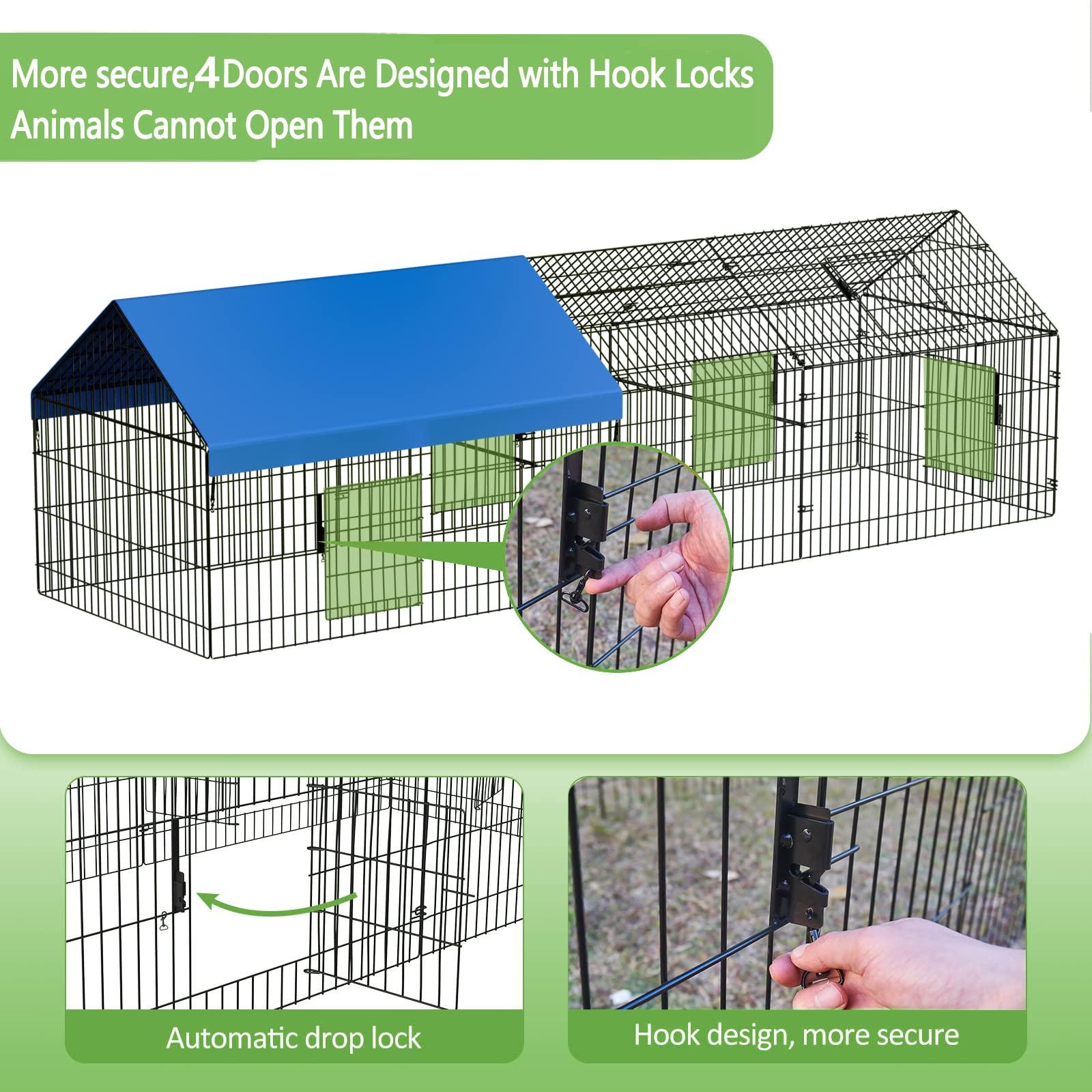 INJOPEXI Metal Chicken Coop 130"×40"×39" Chicken Runs for Yard with Cover Chicken Playpen Enclosure Chicken Pen Kennel Duck Coop Cage for Outdoor Backyard Farm Rabbit Dog Cat Small Animal Poultry - Image 3