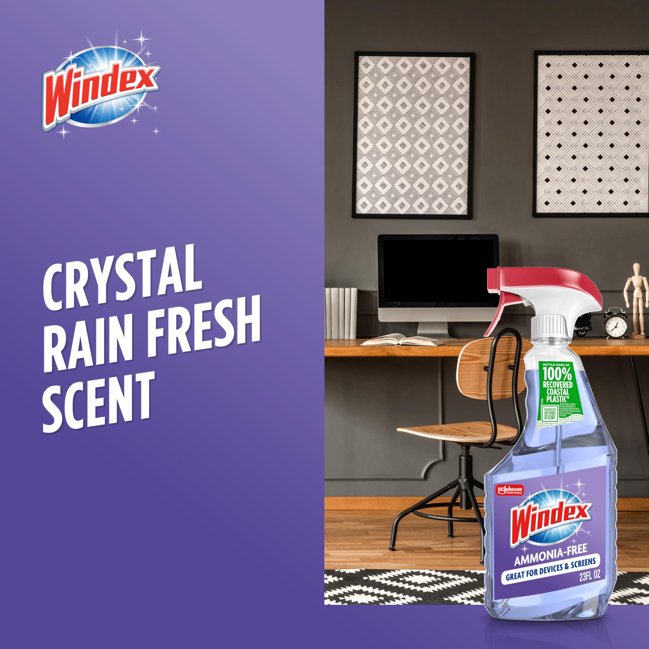 Windex Glass and Window Cleaner Spray Bottle, Ammonia Free, Packaging Designed to Prevent Leakage and Breaking, Surface Cleaning Spray, Crystal Rain Scent, 23 Fl Oz - Image 6
