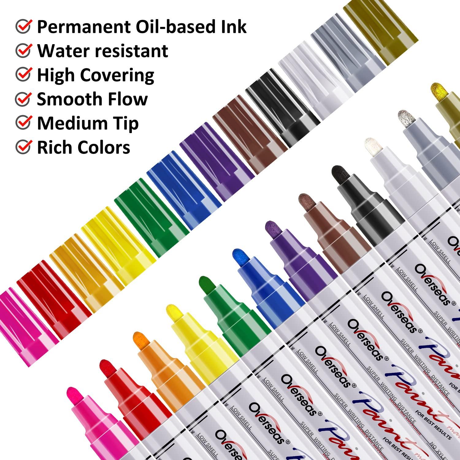 TFIVE Paint Pens Paint Markers on Almost Anything Never Fade Quick Dry and Permanent, Oil-Based Waterproof Marker Pen Set for Rocks Painting, Wood, Fabric, Plastic, Canvas, Glass, Mugs, DIY Craft - Image 2