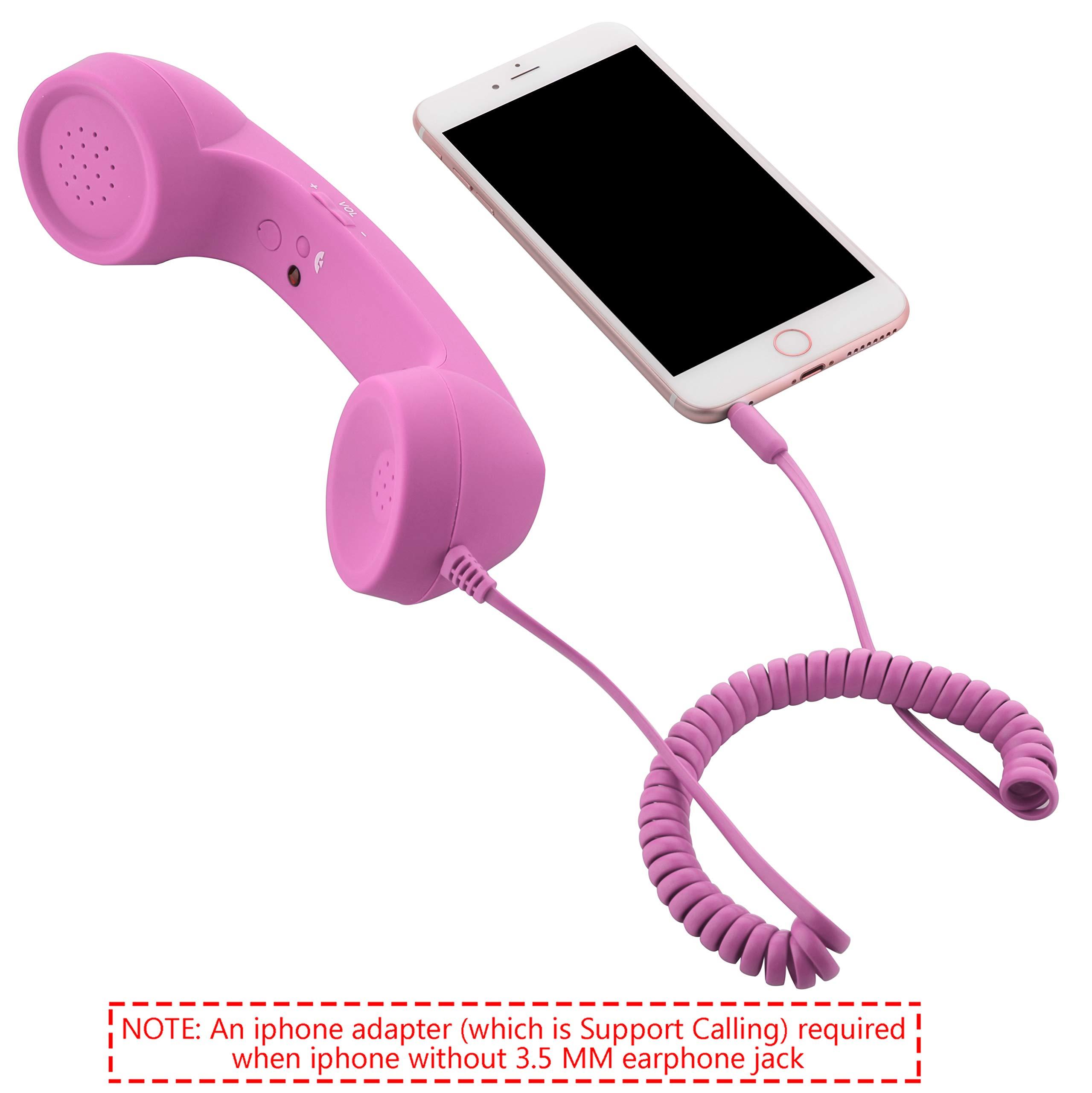 CM Vintage Retro Telephone Handset Cell Phone Receiver MIC Microphone for Cellphone Smartphone, 3.5 mm Socket (Pink) - Image 4