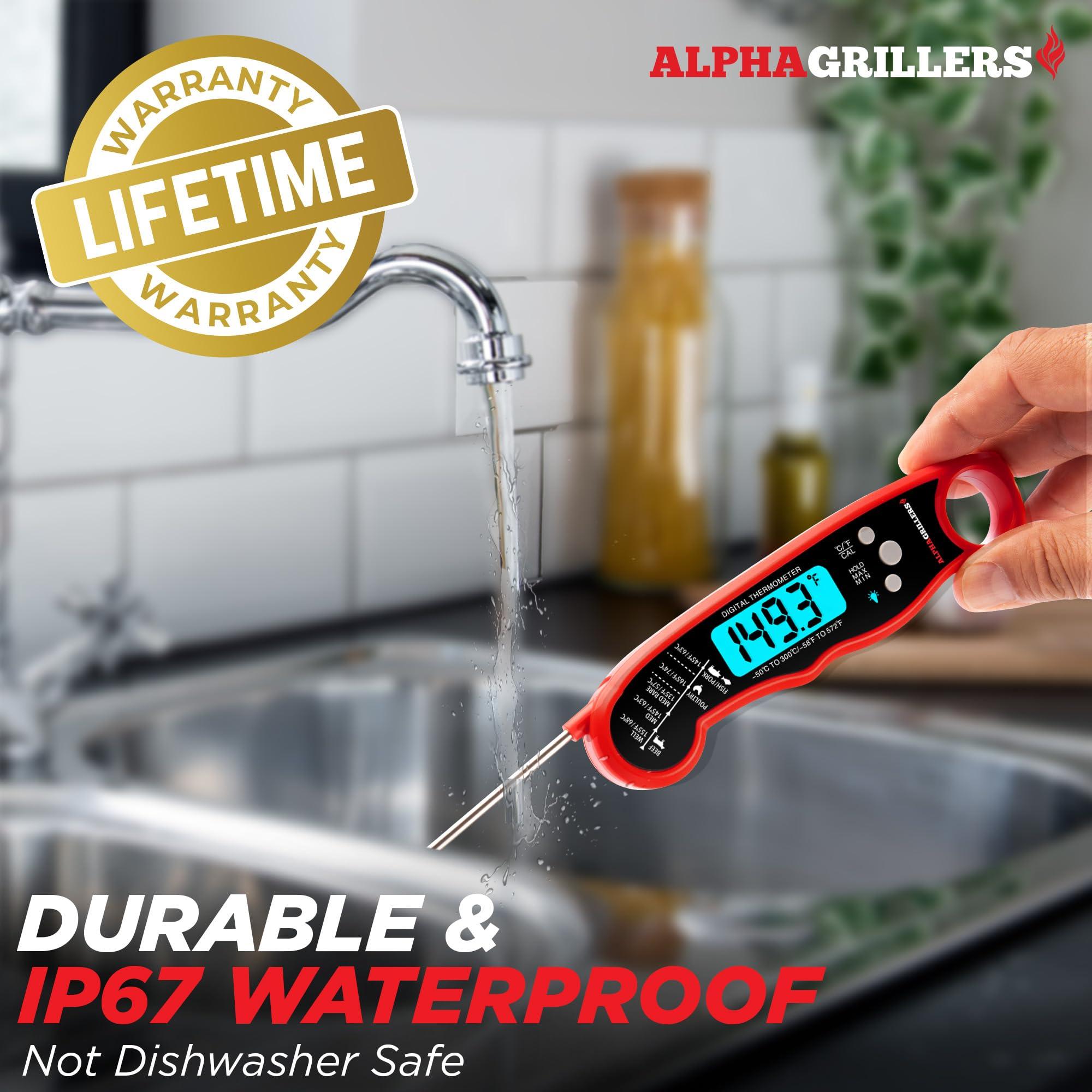 Alpha Grillers Meat Thermometer Digital - Instant Read Food Thermometer for Cooking Grilling Air Fryer Griddle Probe Kitchen Gadgets Essentials BBQ Accessories Grill Gifts for Men Him Dad Birthday - Image 5