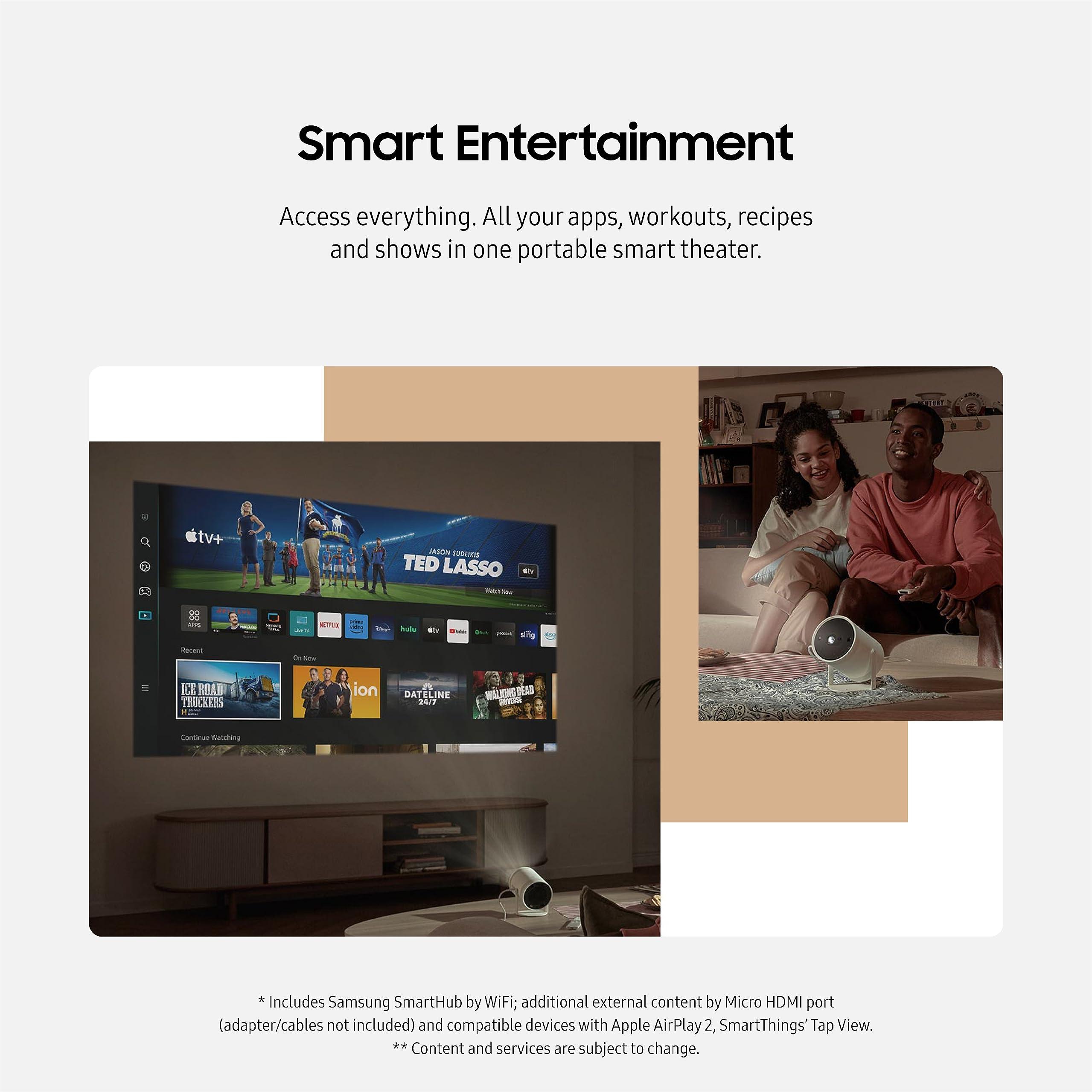 SAMSUNG 30” - 100” The Freestyle with Gaming Hub Smart Portable Projector, FHD, HDR, Big Screen Home Theater Experience, 360 Sound, SP-LFF3CLAXZA, 2023 Model (Renewed) - Image 2