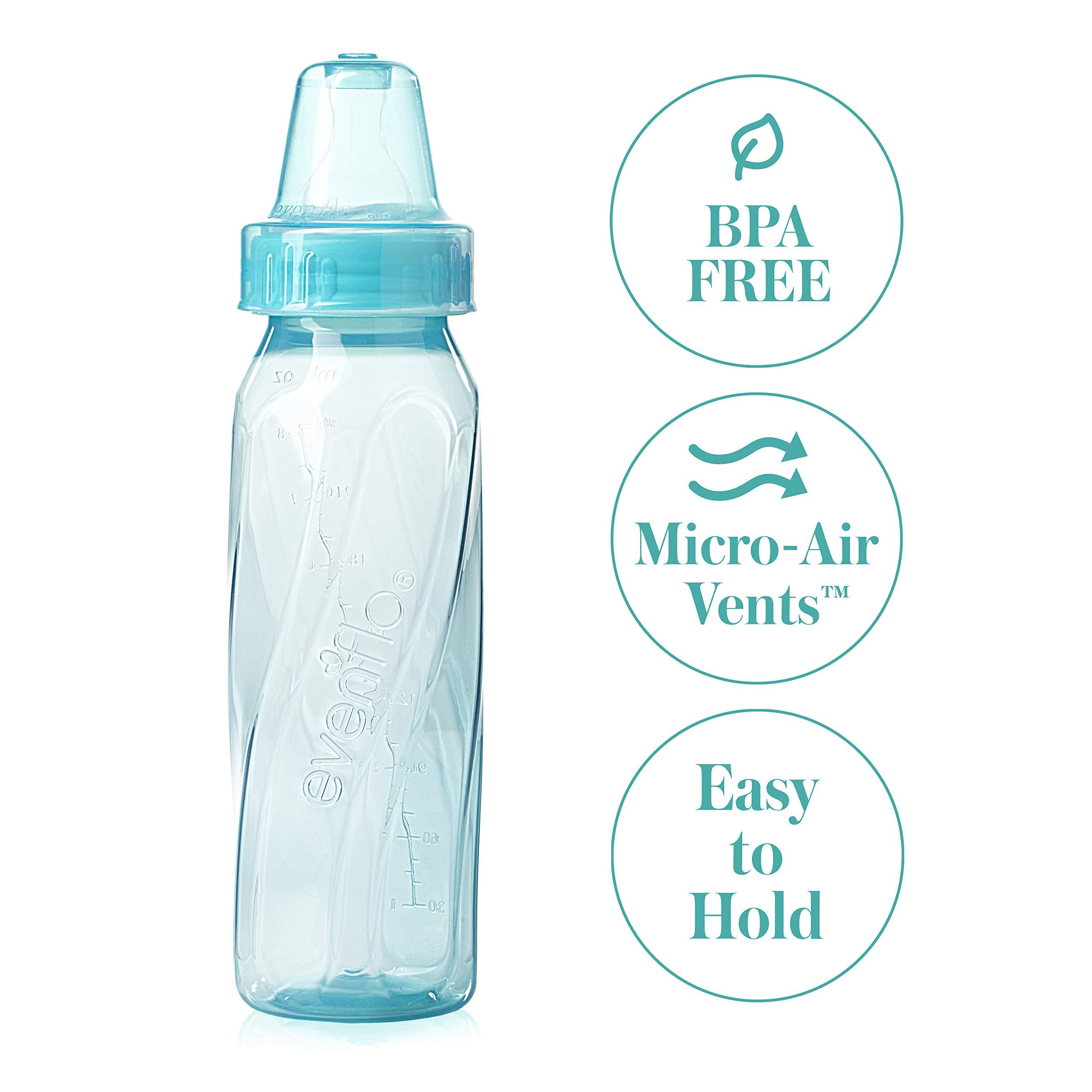 Evenflo Feeding Classic Tinted Plastic Standard Neck Bottles for Baby, Infant and Newborn, Pink/Lavender/Teal, 8 Ounce (Pack of 12) - Image 4