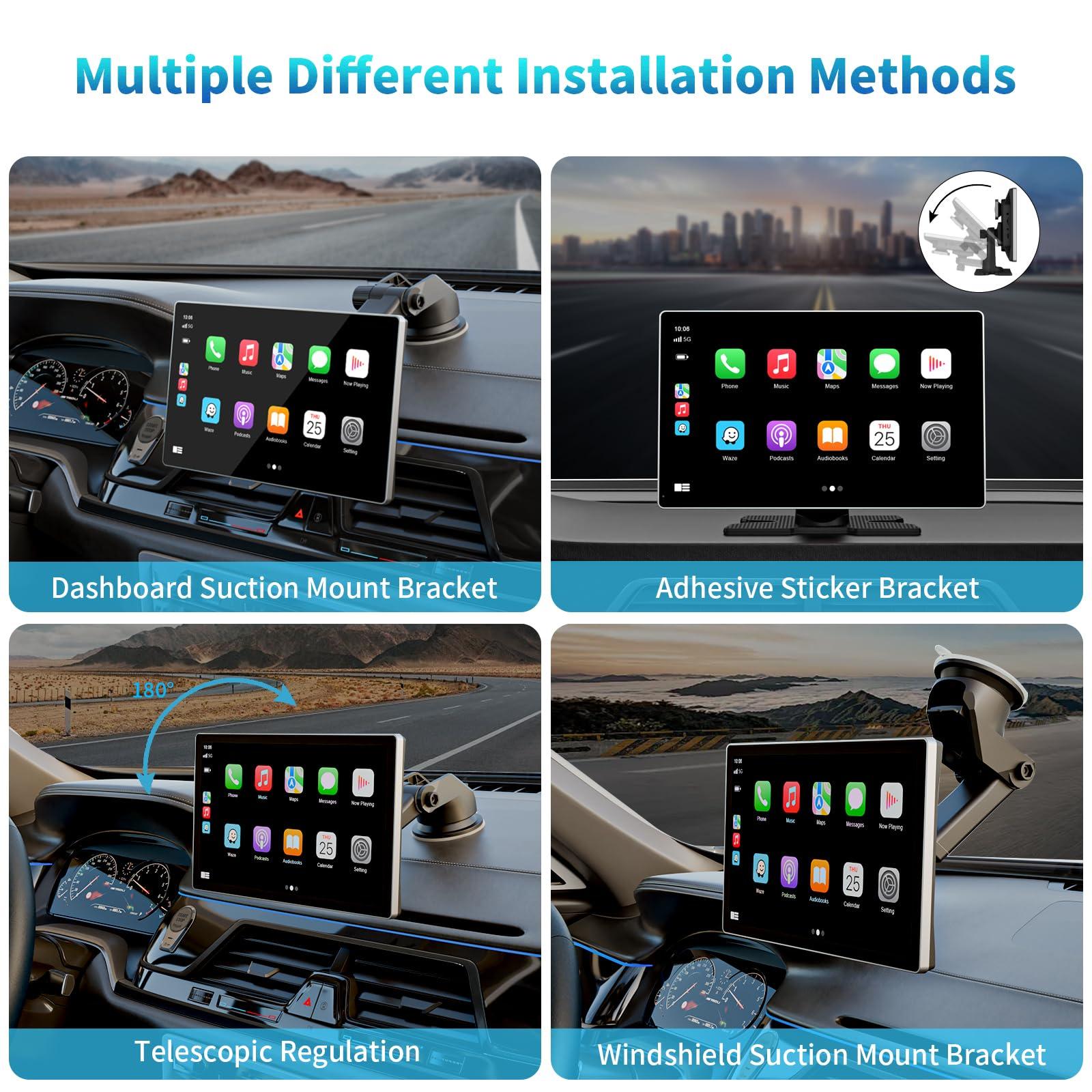 Portable Apple Carplay Screen for Car, 9" Wireless Apple Carplay & Android Auto,4K Dash Cam,1080p Backup Camera DVR,Car Audio Receivers GPS Navigation Mirror Link, Bluetooth,FM, Siri - Image 7