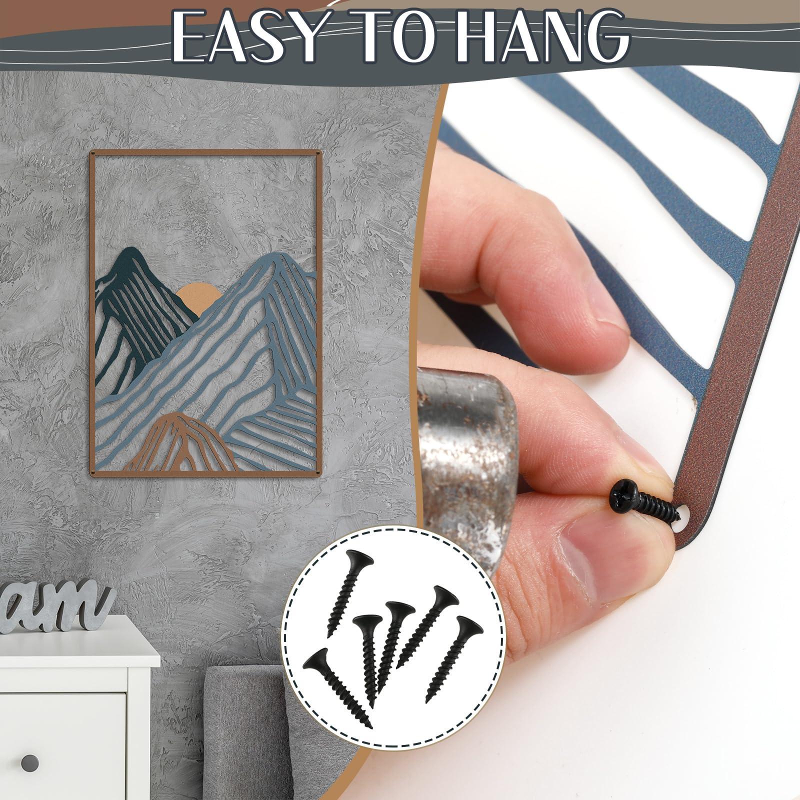 Peryiter Metal Wall Art 3 Piece Mountain Wall Art for Living Room Abstract Minimalist Mountain Line Pictures Gifts Decor for Summer Home Bathroom Office(Vibrant Colors) - Image 3