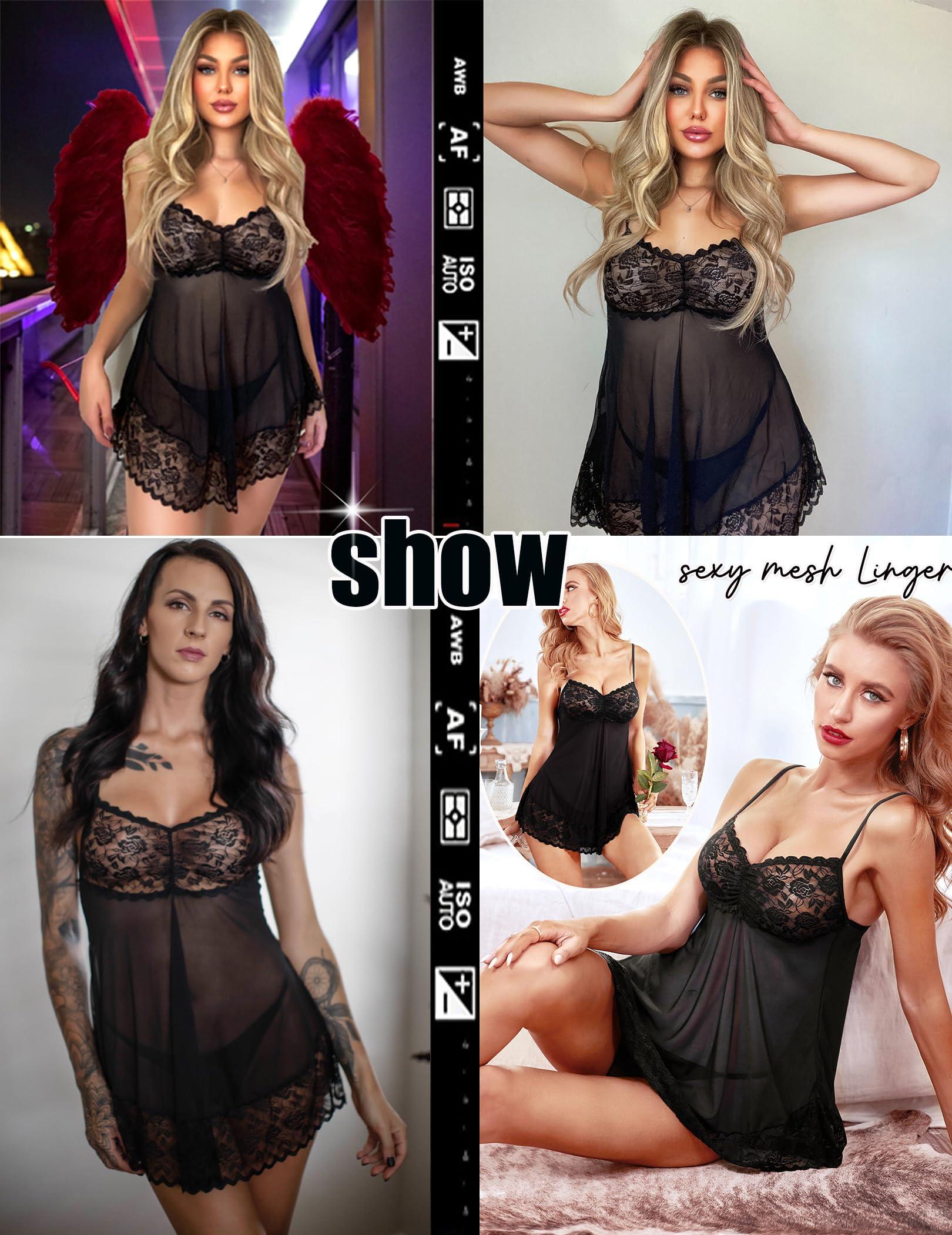 Avidlove Lace Babydoll Lingerie Sexy Mini Chemise Mesh Wedding Nightie Bridal Nightdress - Image 2