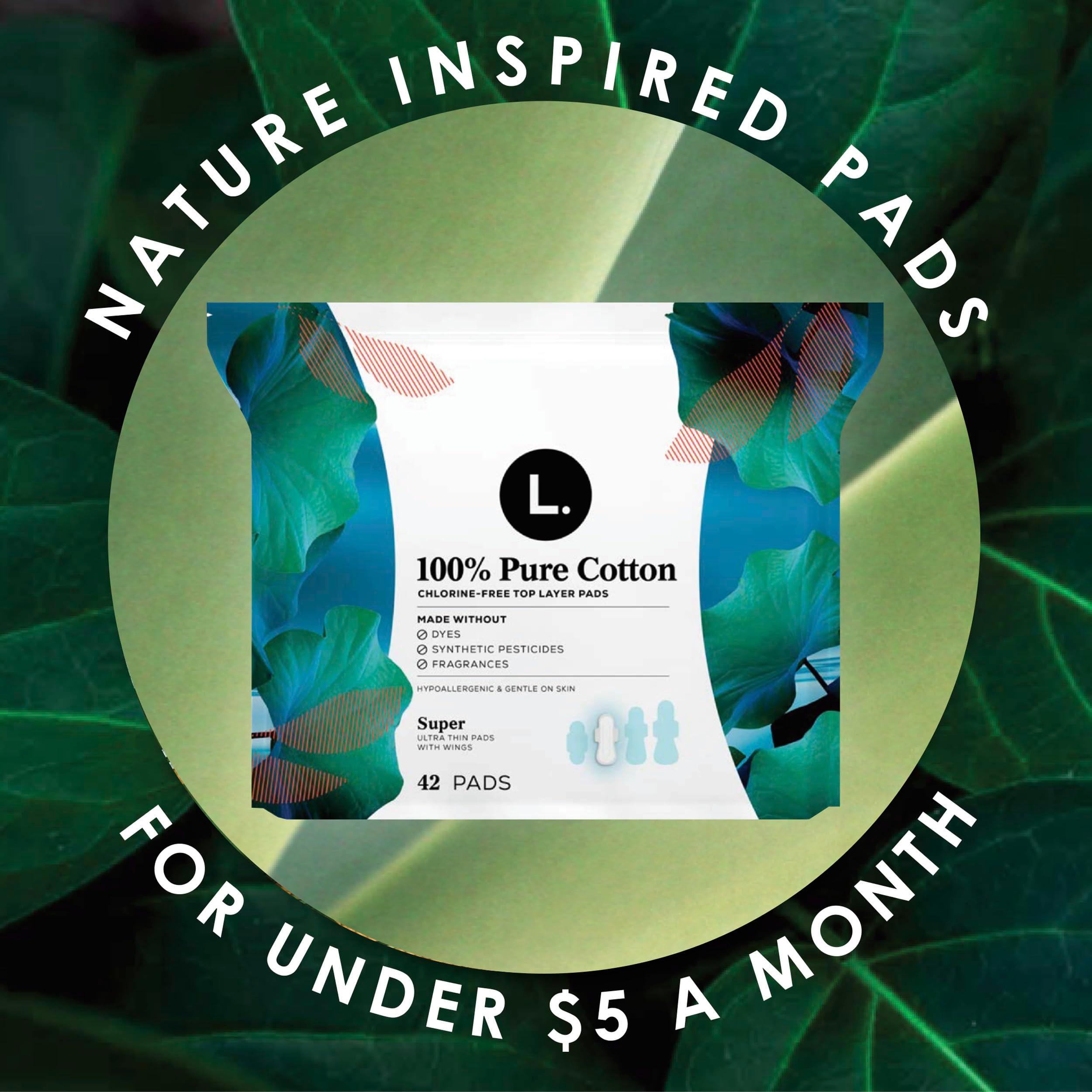 L. Ultra Thin Pads for Women, Super Absorbency, 100% Pure Cotton Top Layer, Unscented Pads with Wings, 56 Count Total - Image 7